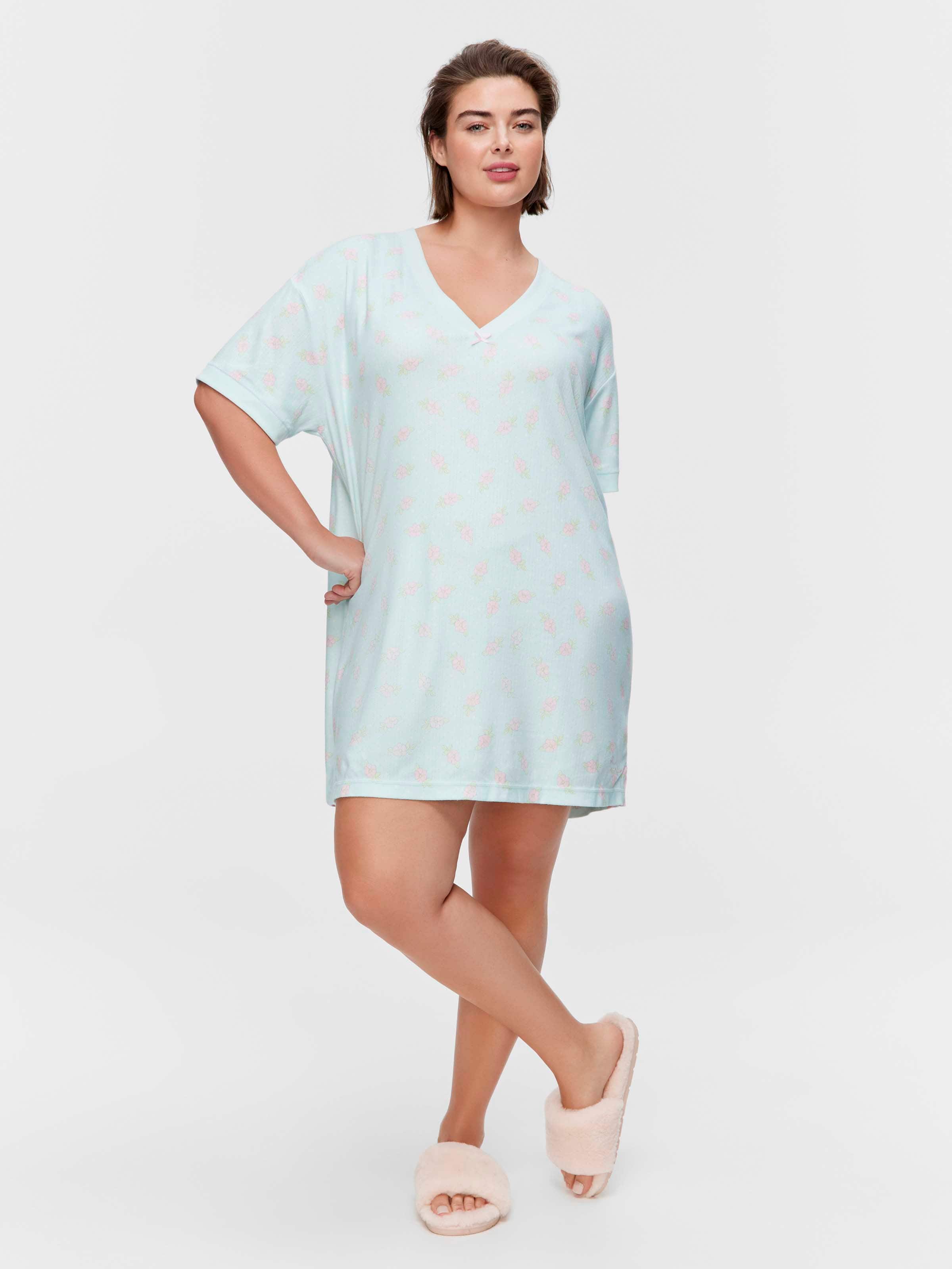 P.A. Plus Ditsy Floral Pointelle V Neck Nightie