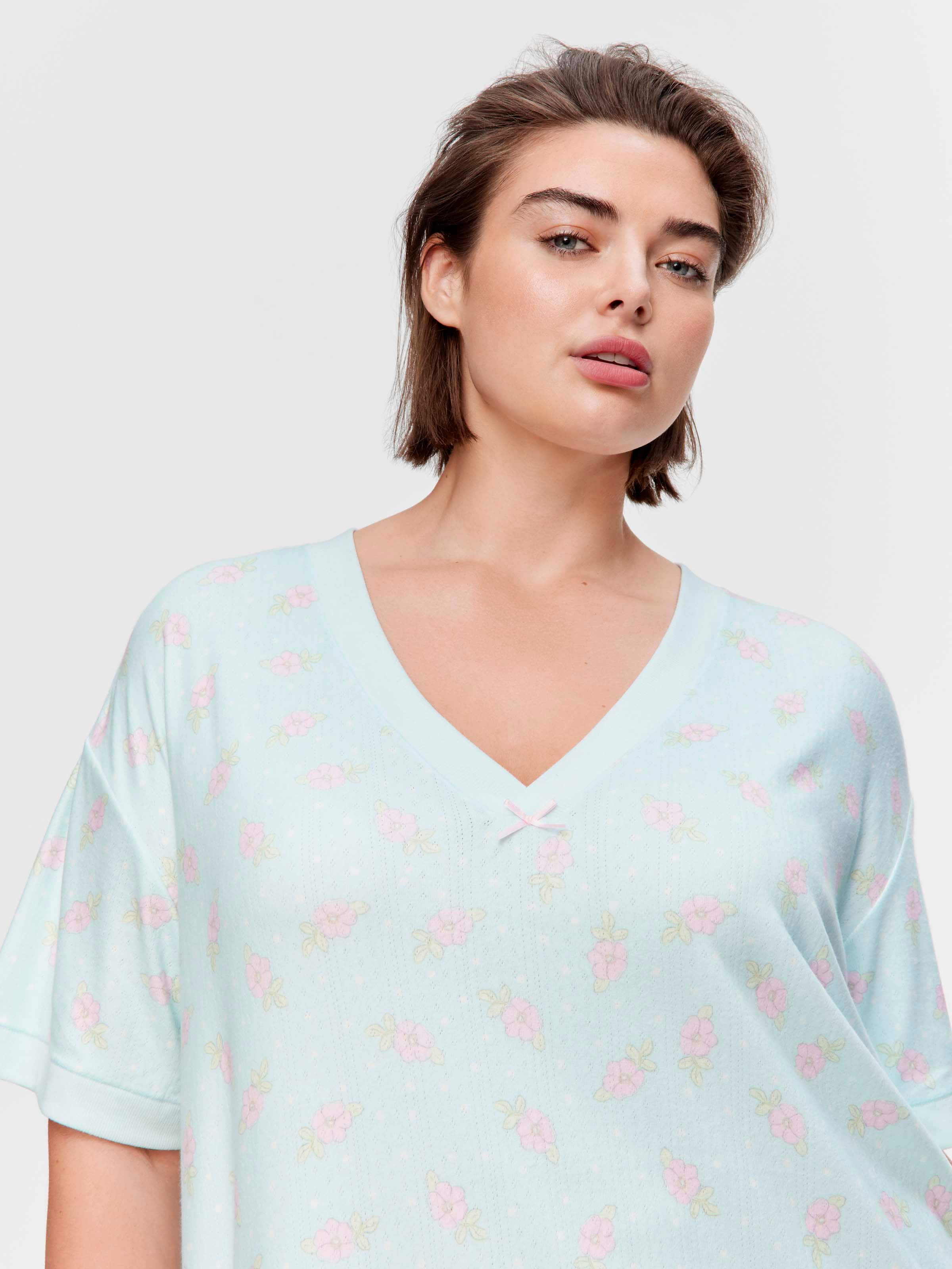 P.A. Plus Ditsy Floral Pointelle V Neck Nightie