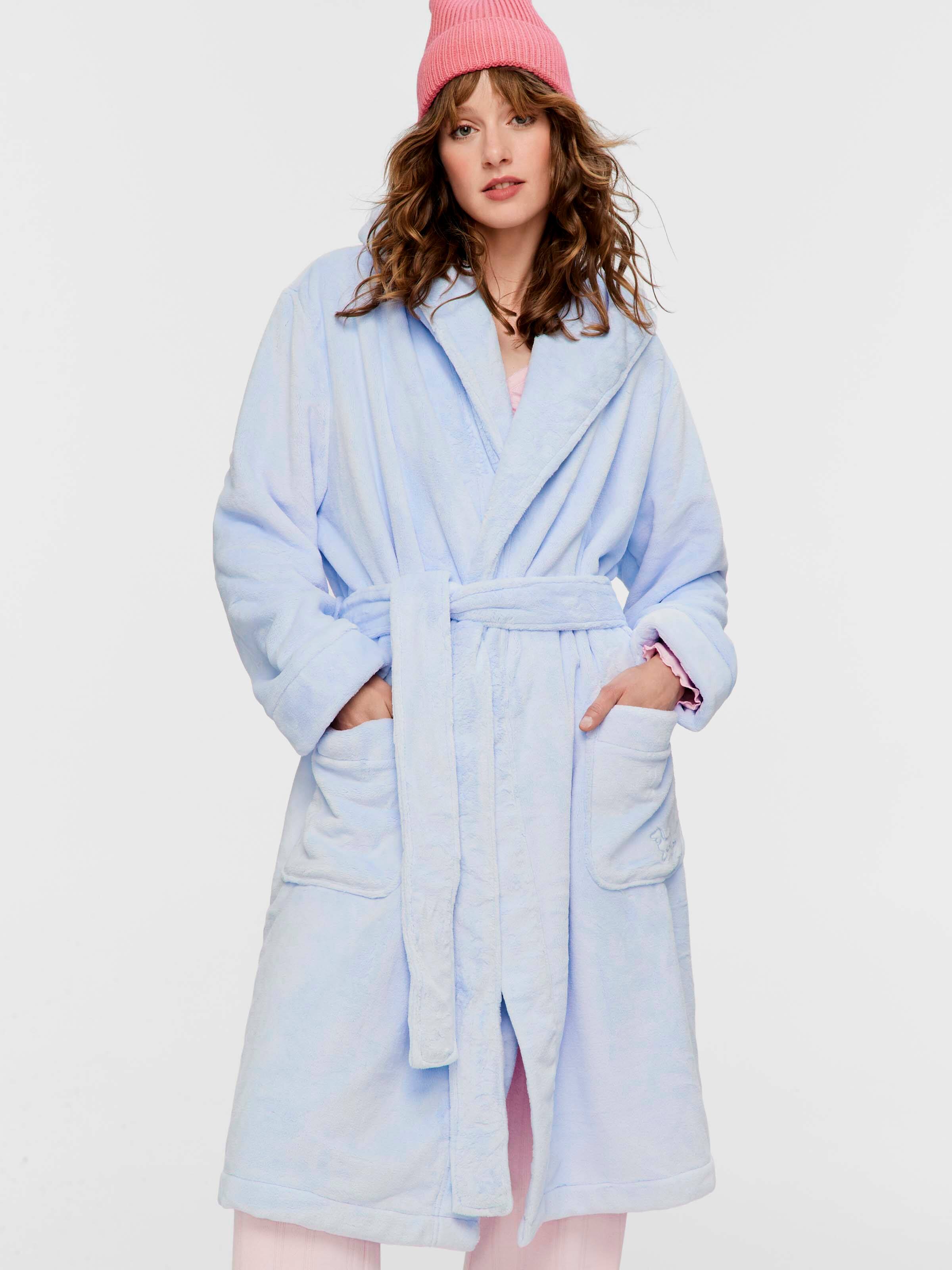 Soft Blue Hooded Gown