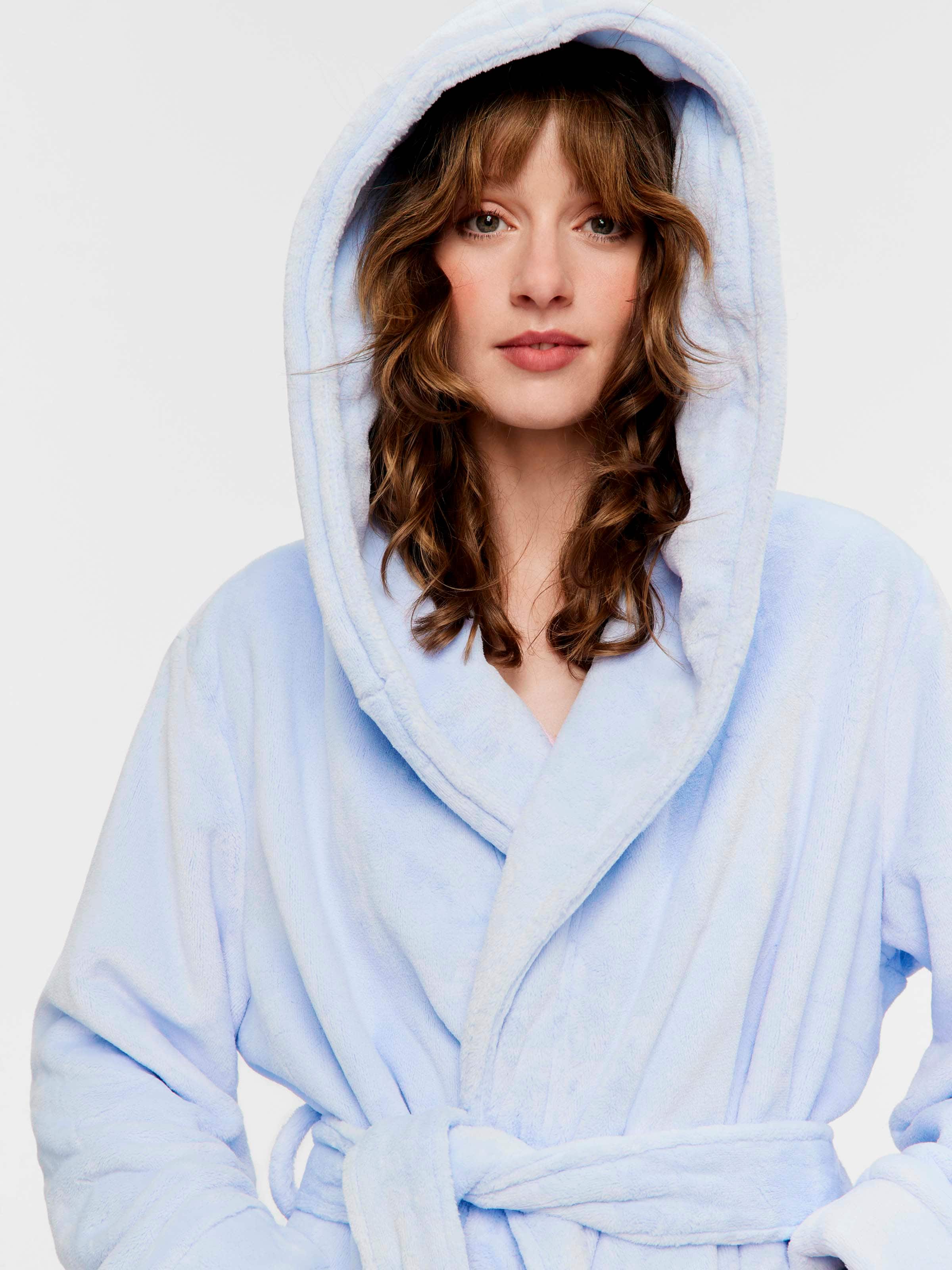 Soft Blue Hooded Gown