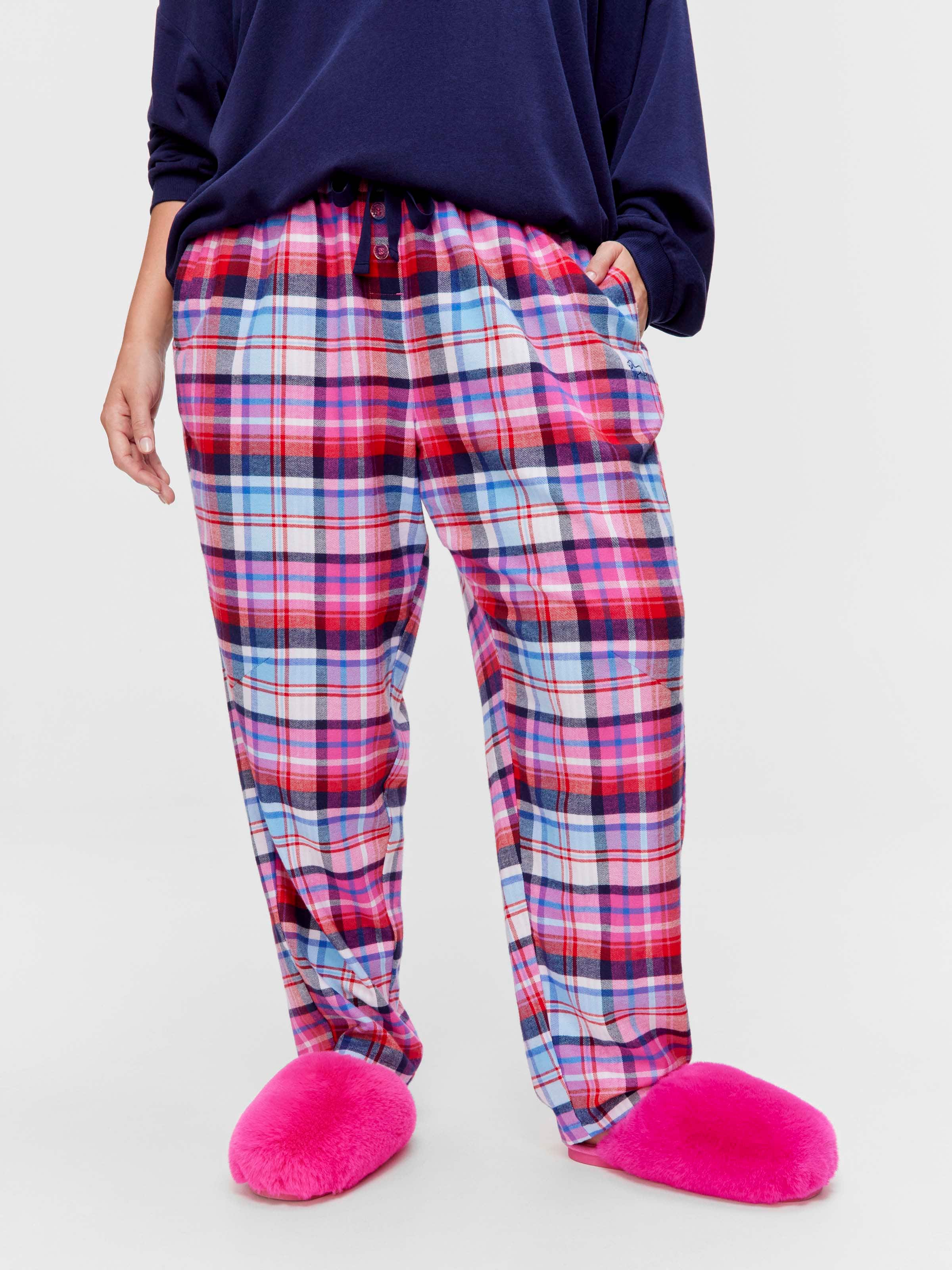 P.A. Plus Bright Check 100% Cotton Flannelette Drape Pj Pant