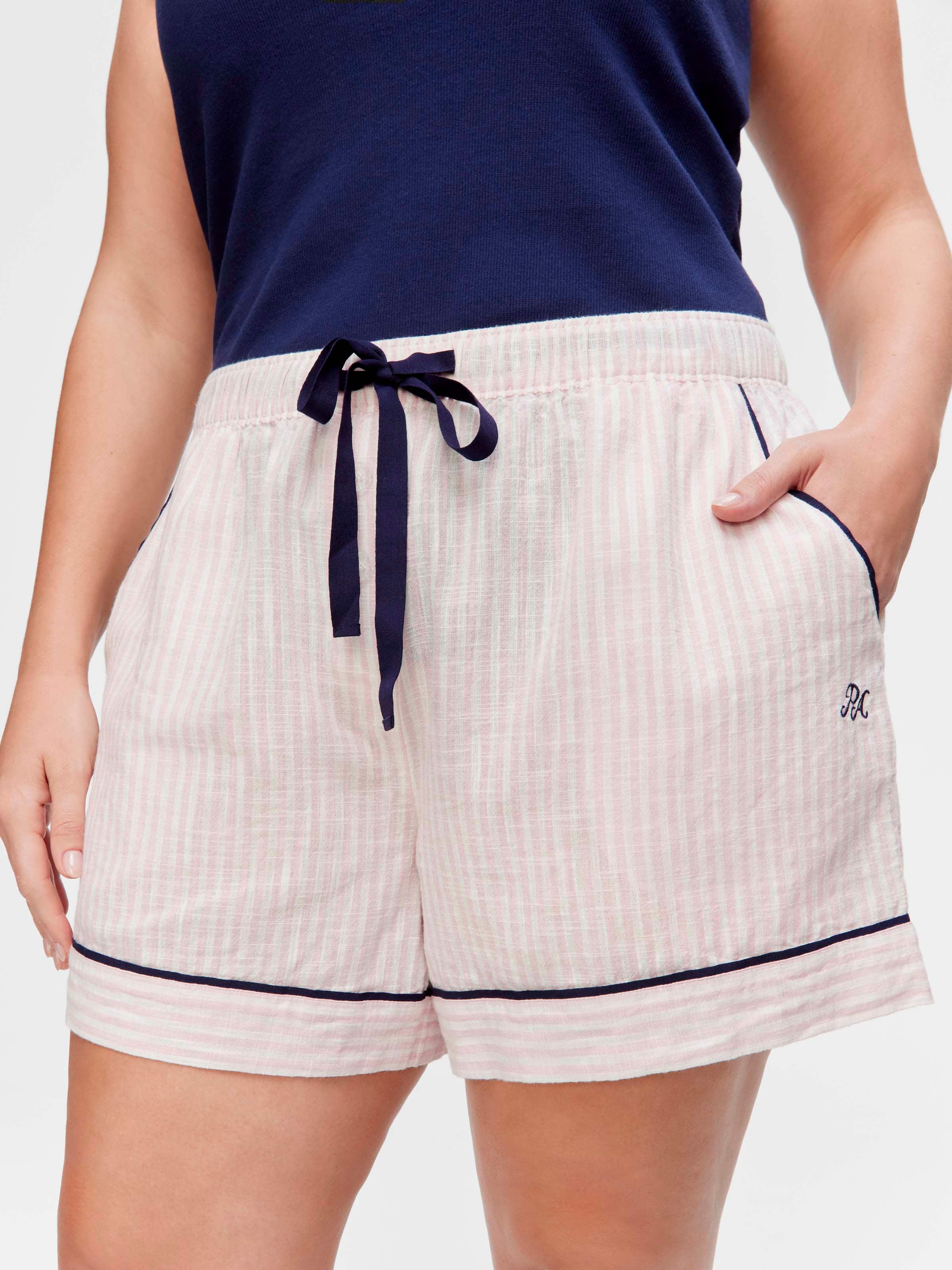 P.A. Plus Pink Stripe 100% Cotton Mid Short