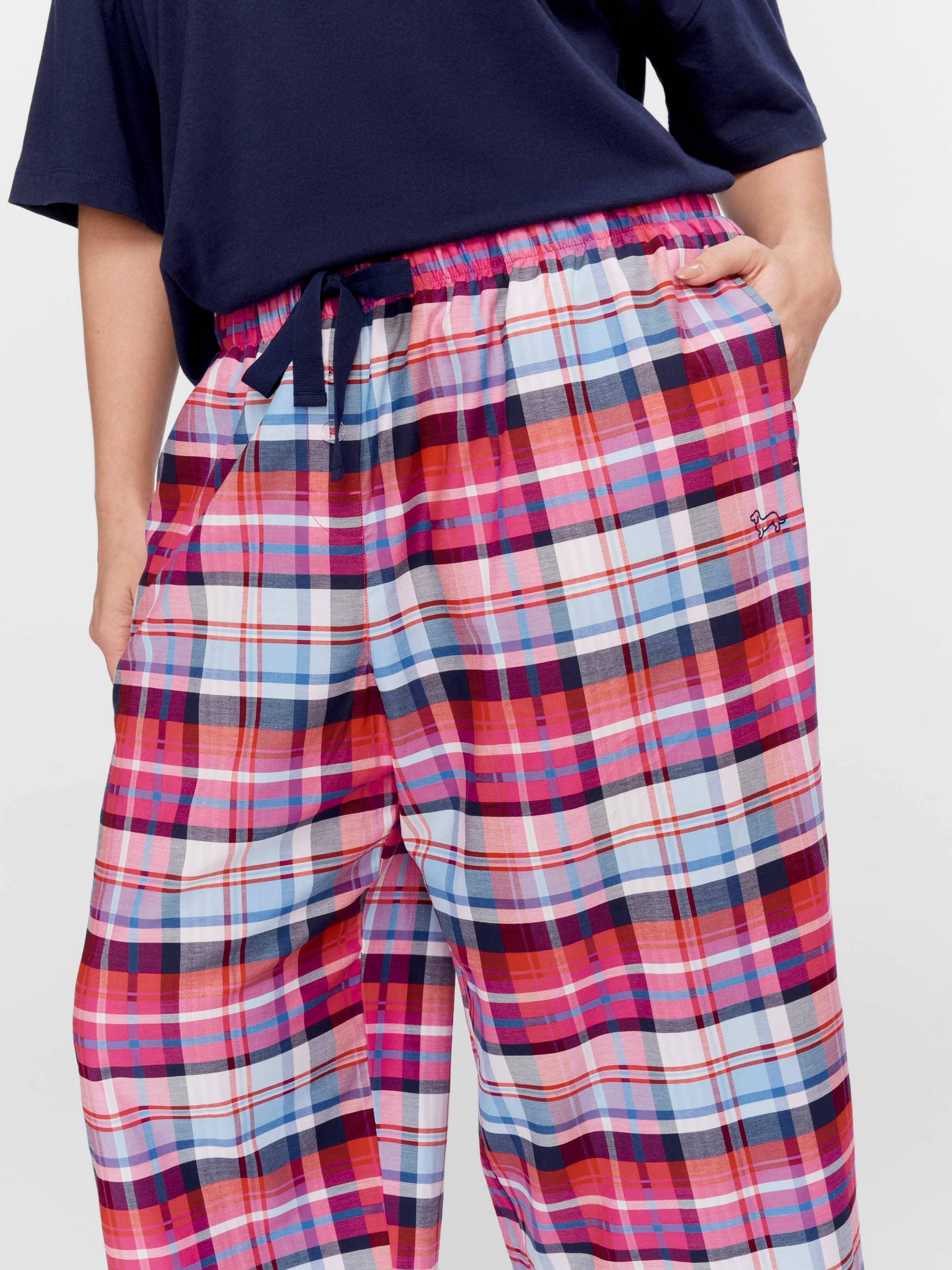 P.A. Plus Bright Check 100% Cotton 3/4 Pj Pant