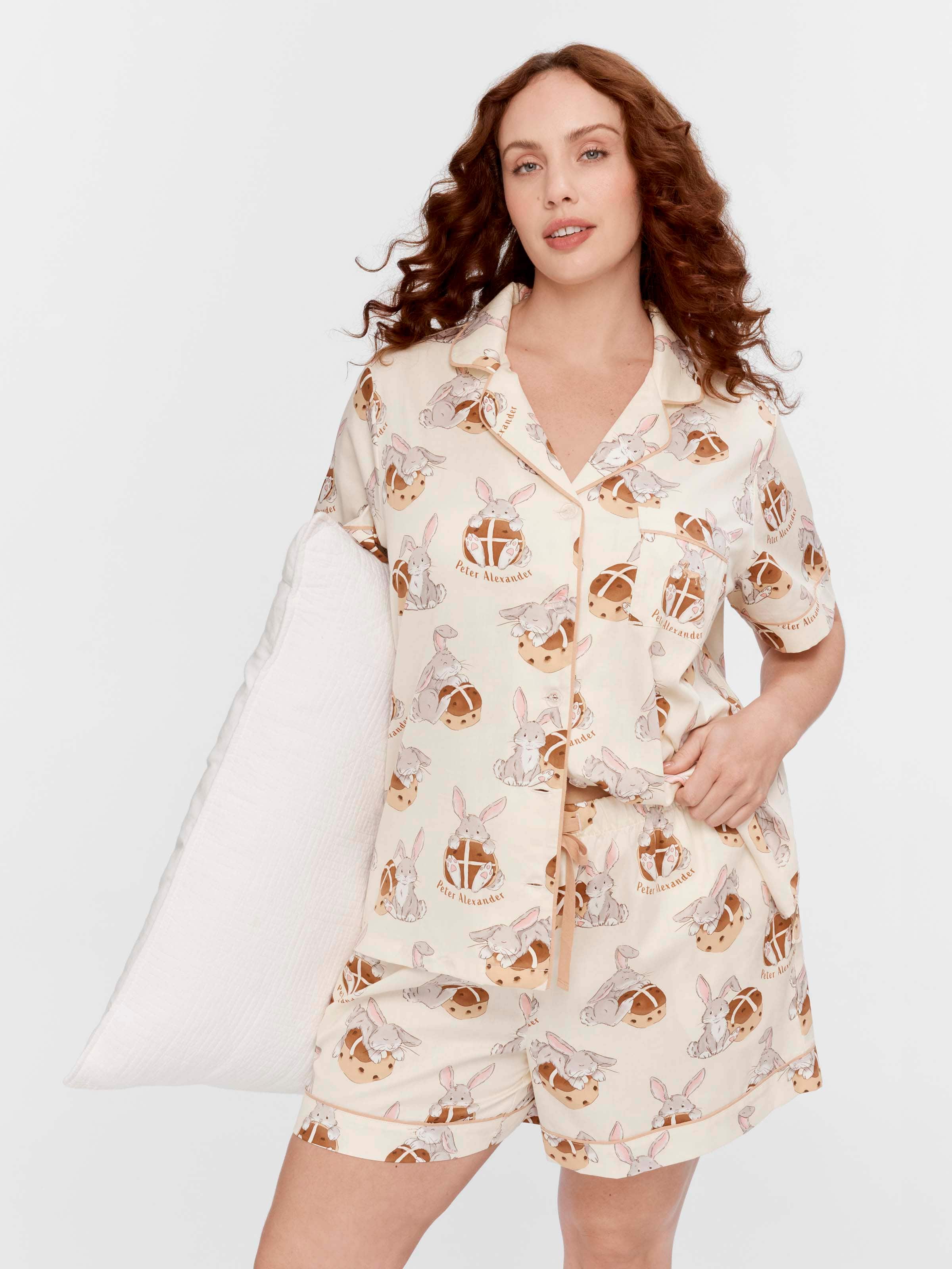 P.A. Plus Hot Cross Bunny 100% Cotton Shortie Pj Set