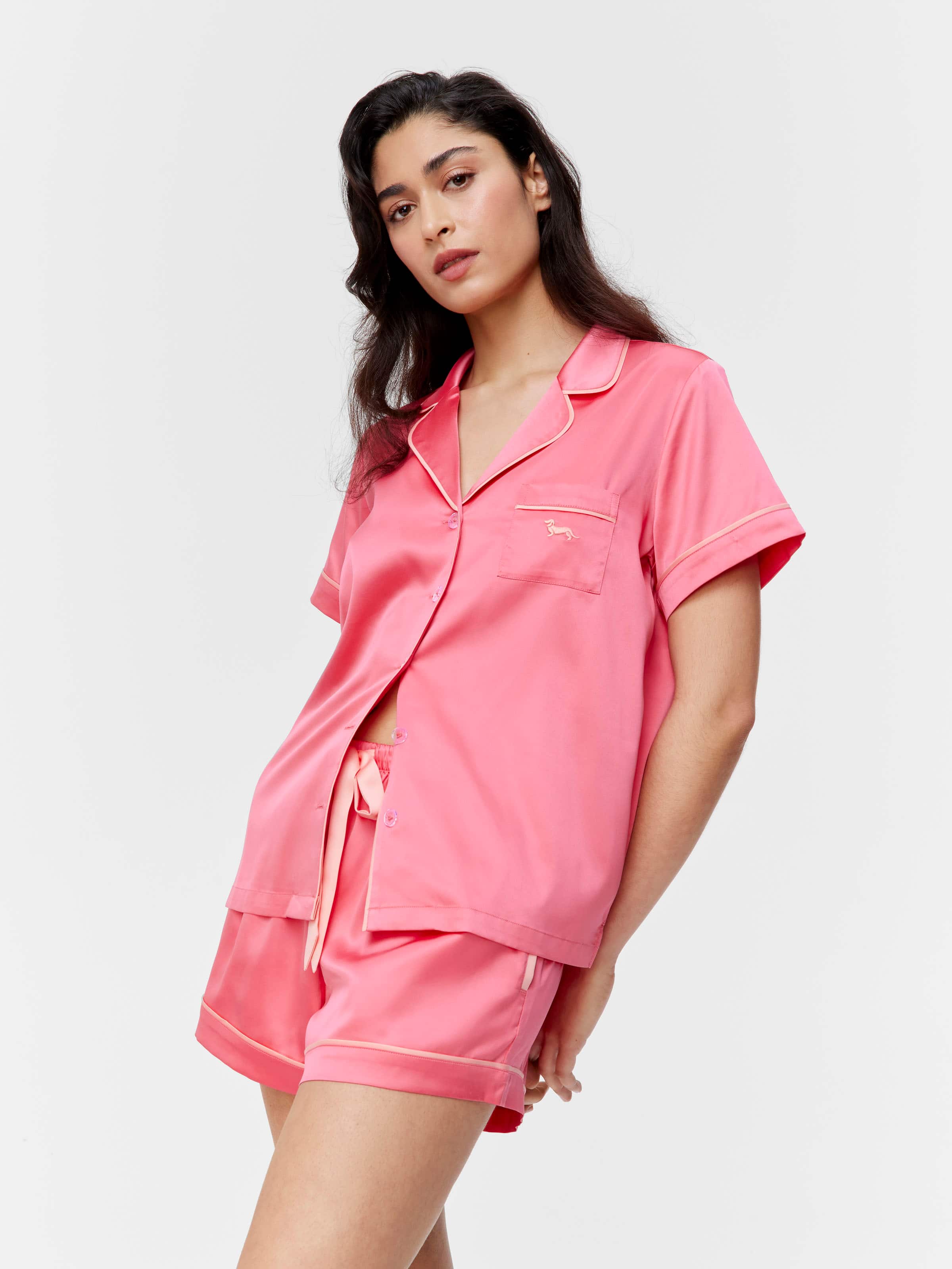 Watermelon Chic Satin Shortie Pj Set Watermelon - Peter Alexander Online