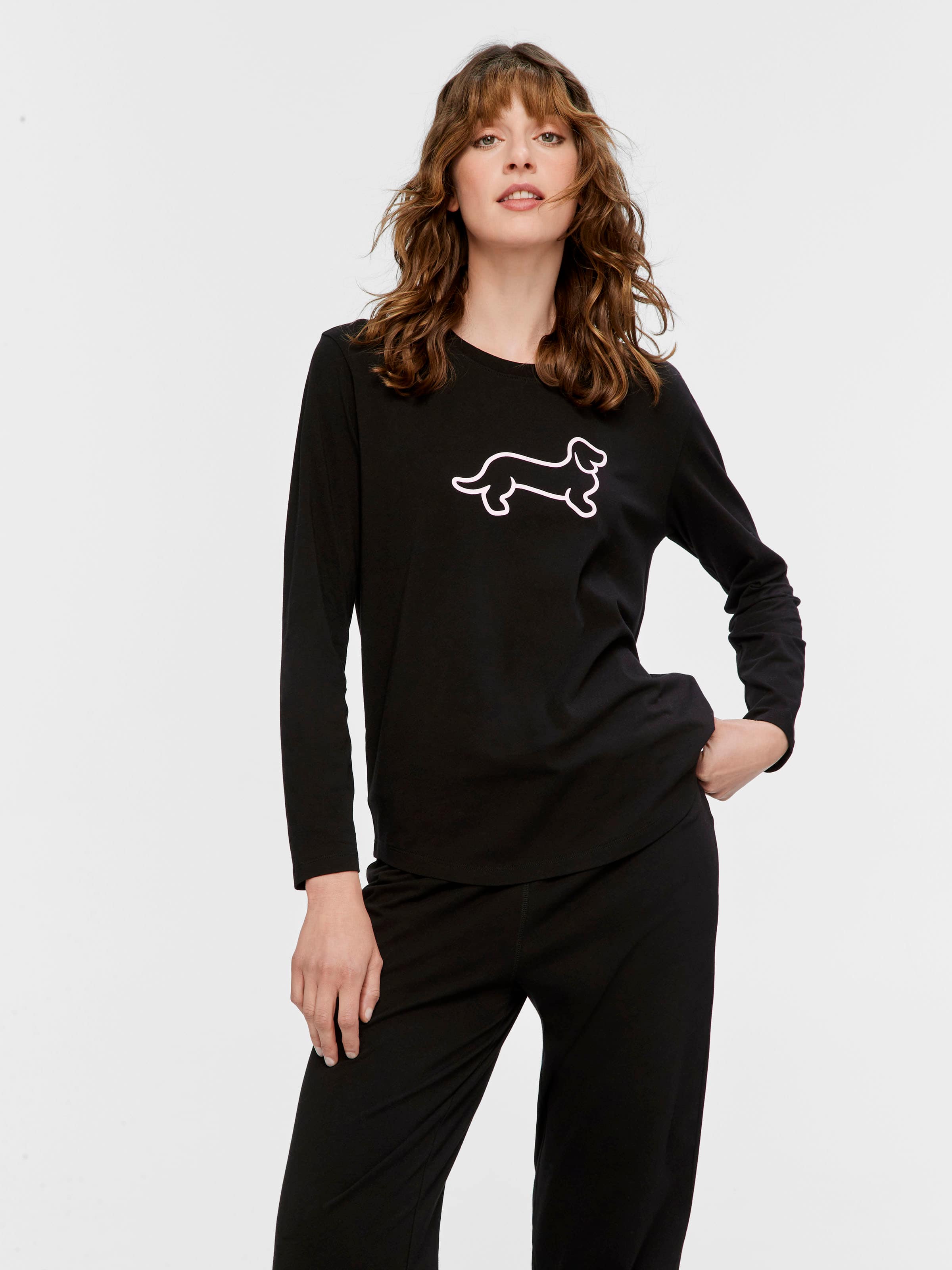 Black Logo Long Sleeve Top