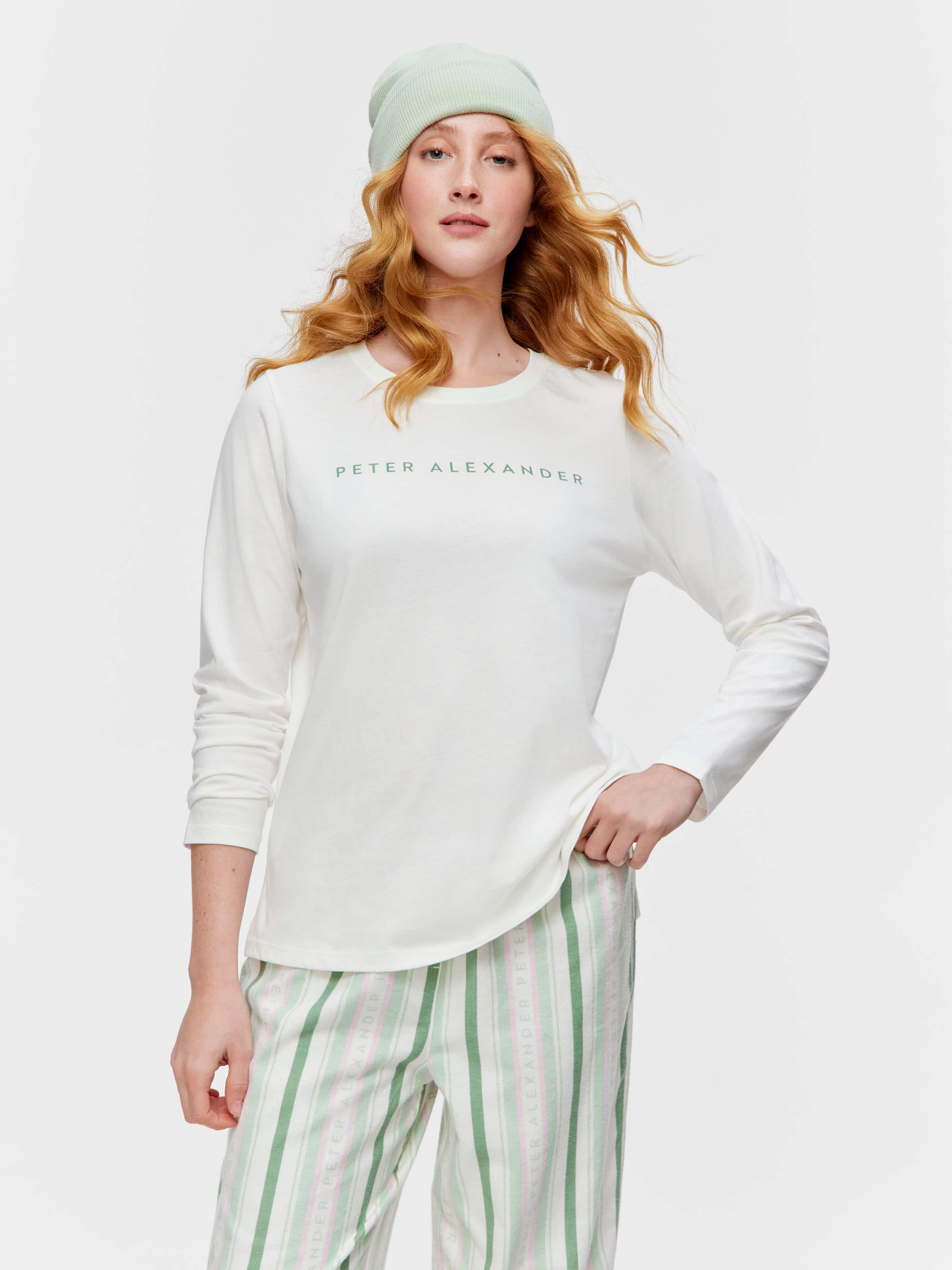 Cream Branded 100% Cotton Long Sleeve Top