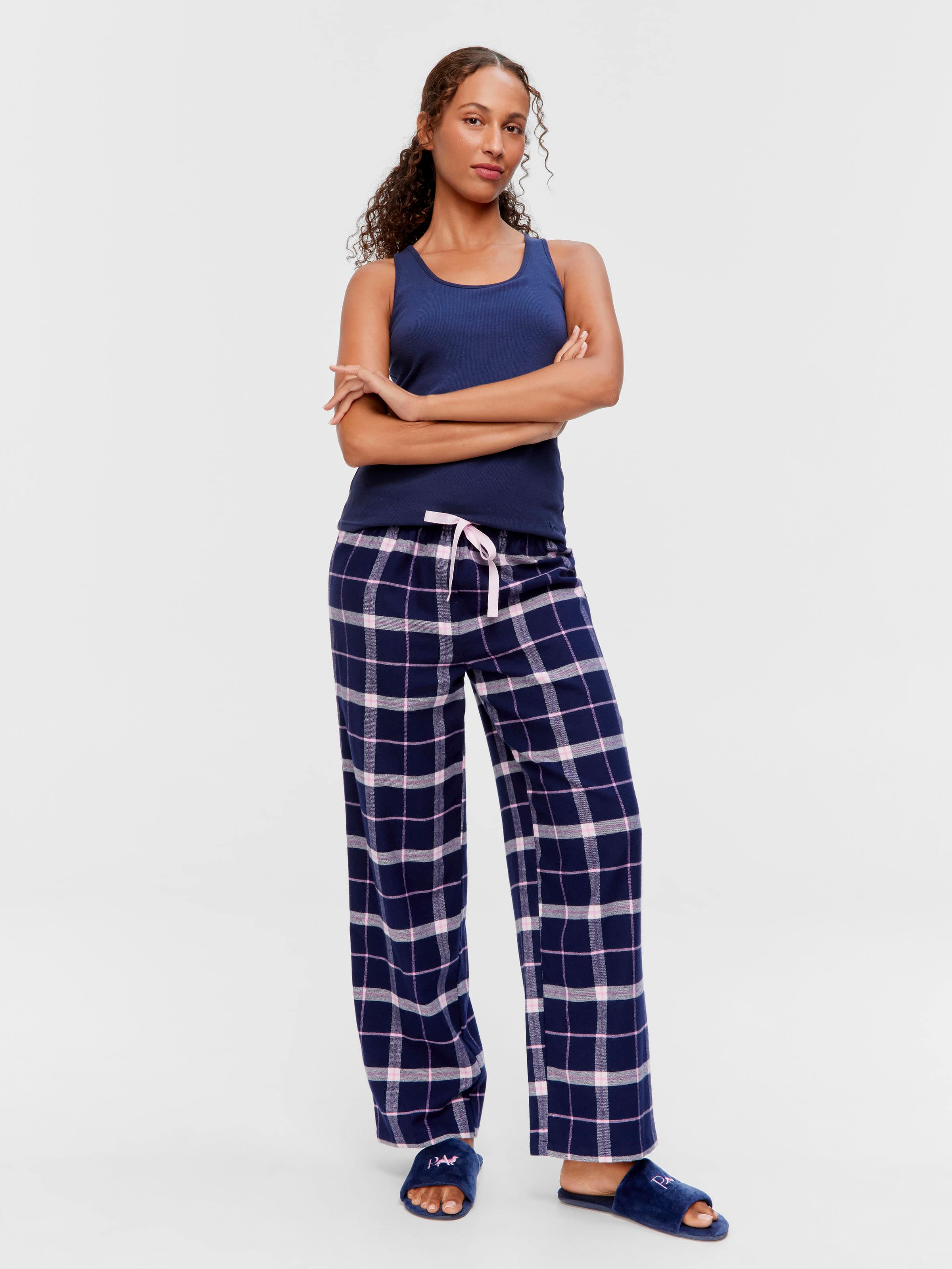 Navy Check 100% Cotton Flannelette Classic Pj Pant