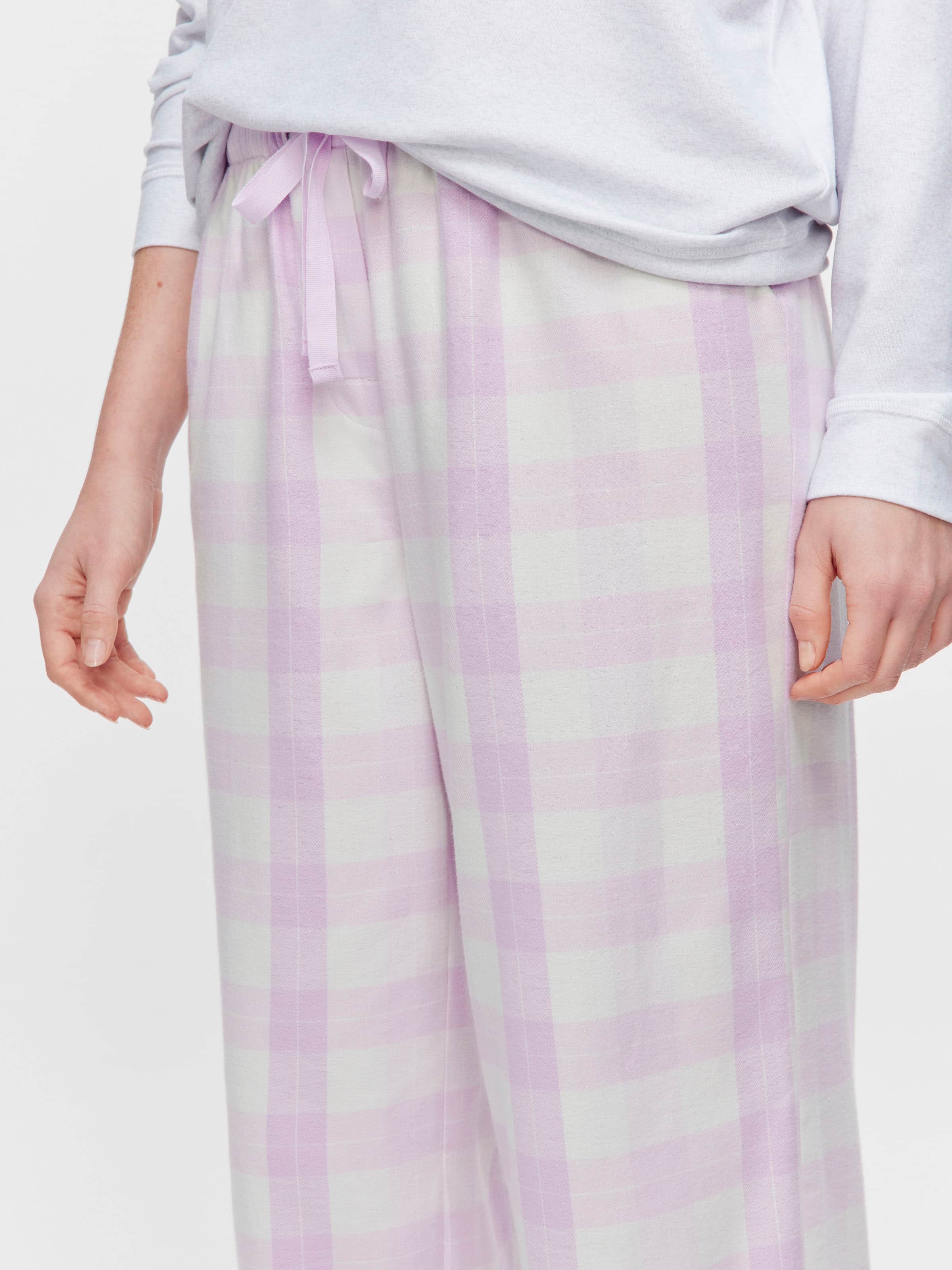 Lilac Check 100% Cotton Flannelette Classic Pj Pant