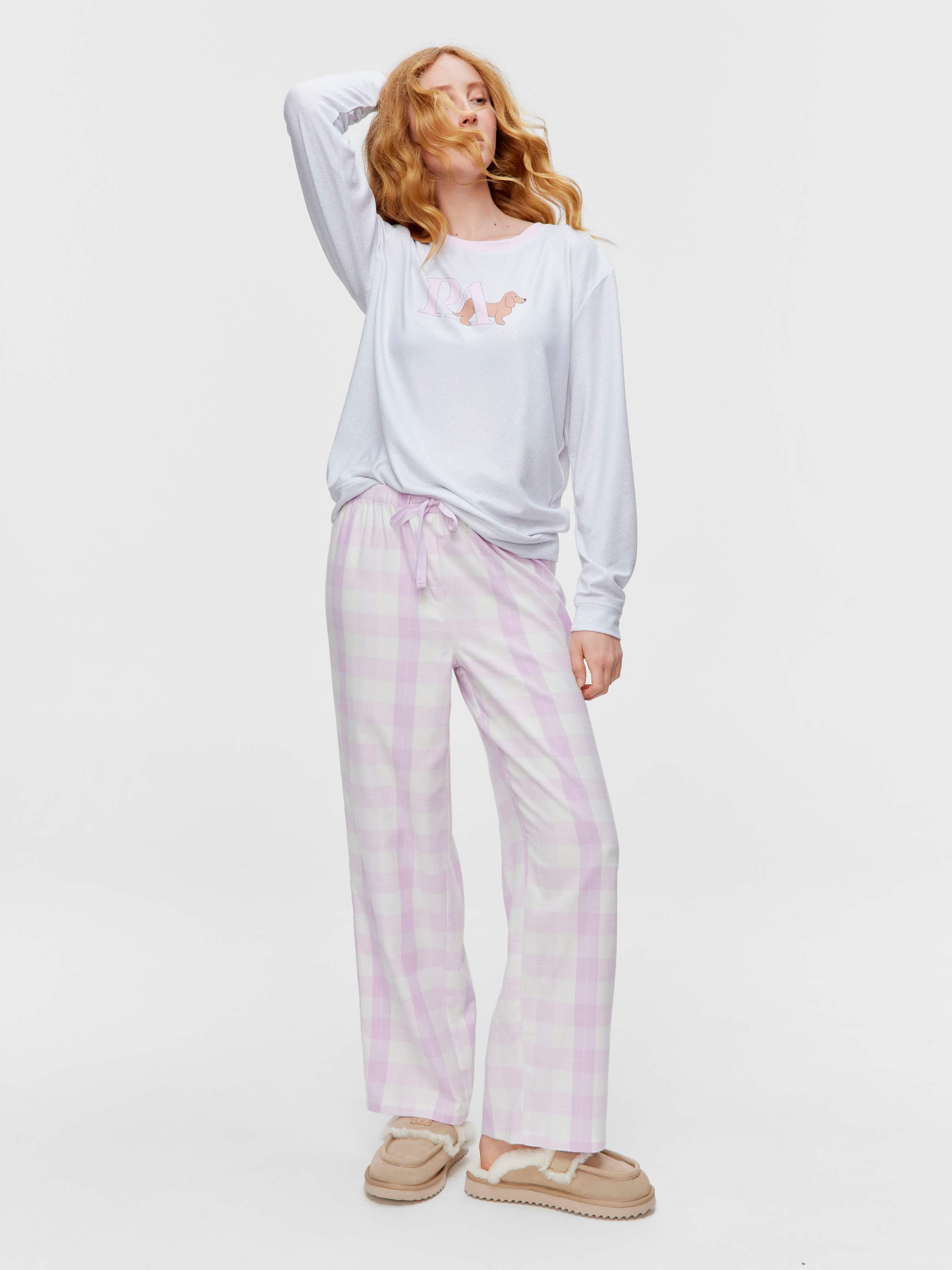 Lilac Check 100% Cotton Flannelette Classic Pj Pant