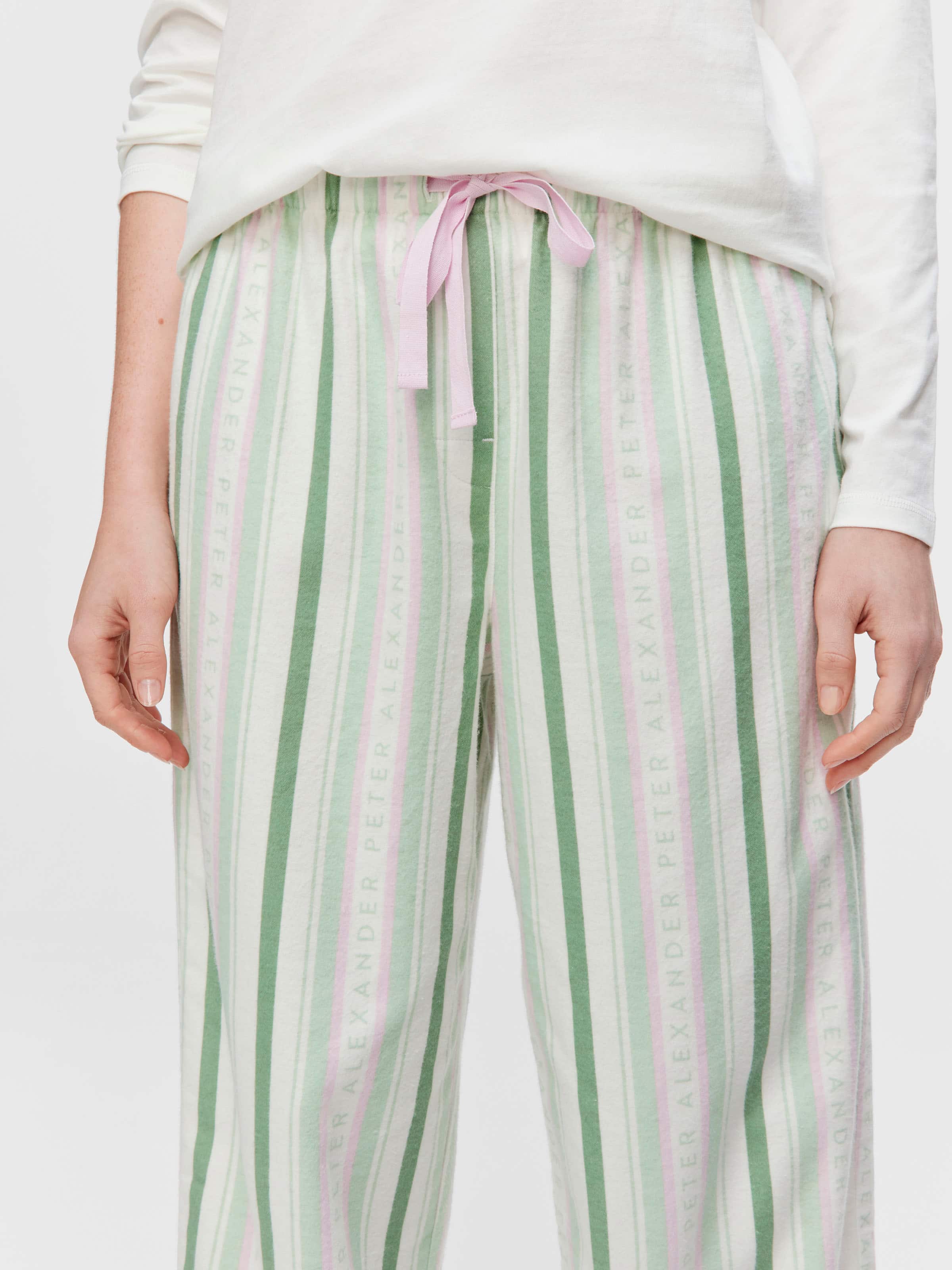 Green Stripe 100% Cotton Flannelette Classic Pj Pant