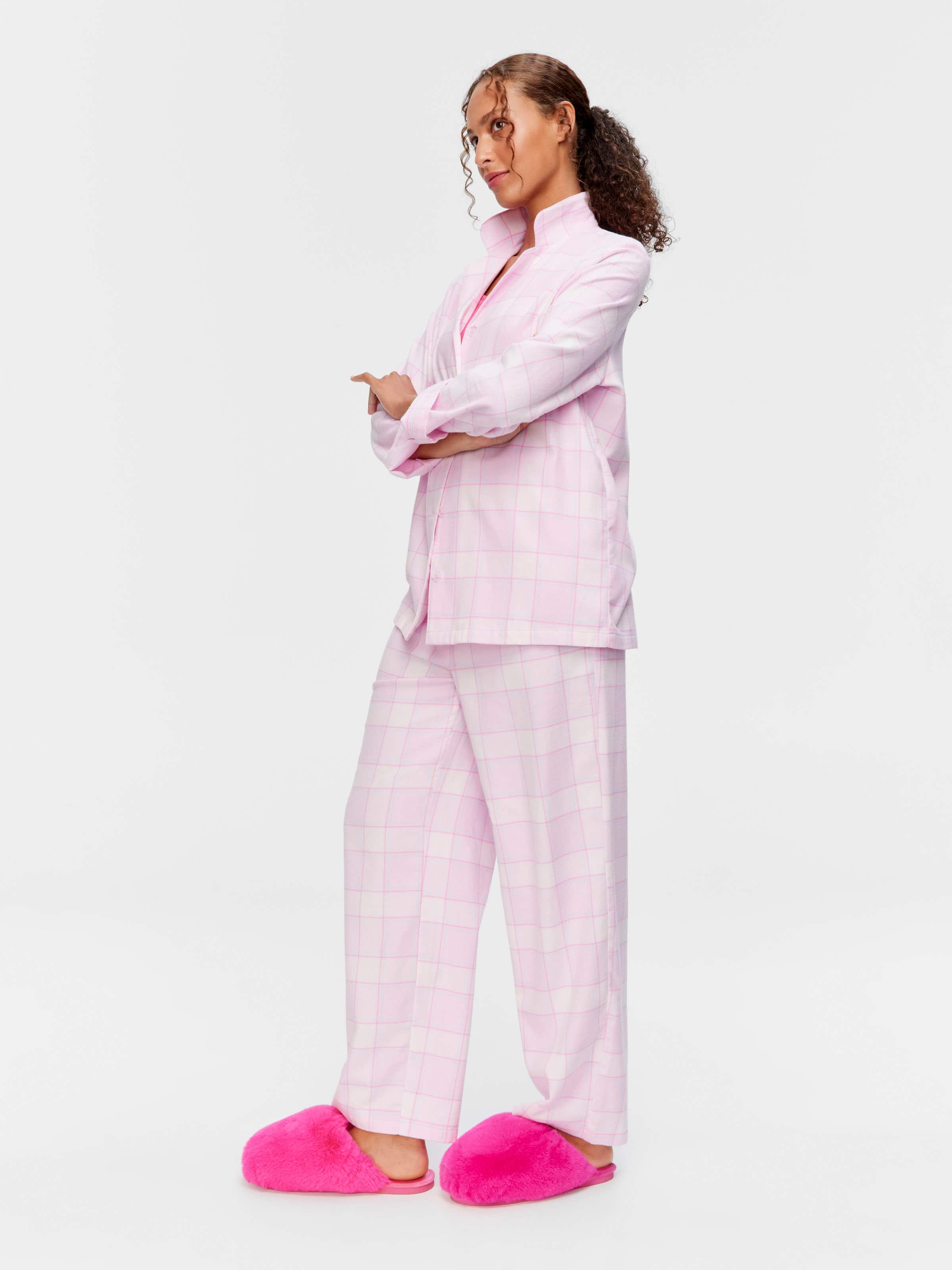 Pink Check 100% Cotton Flannelette Classic Pj Set