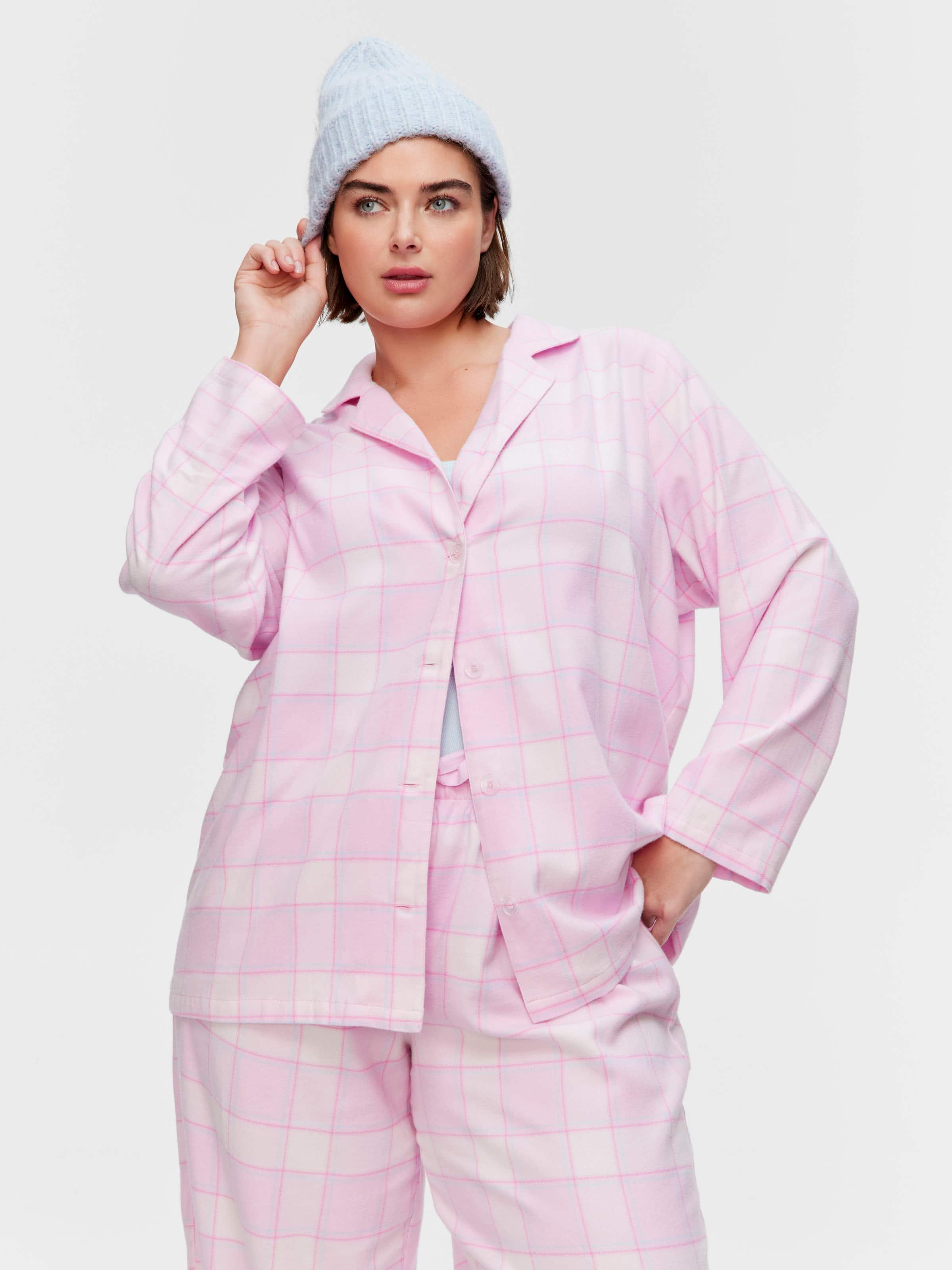 P.A. Plus Pink Check 100% Cotton Flannelette Classic Pj Set