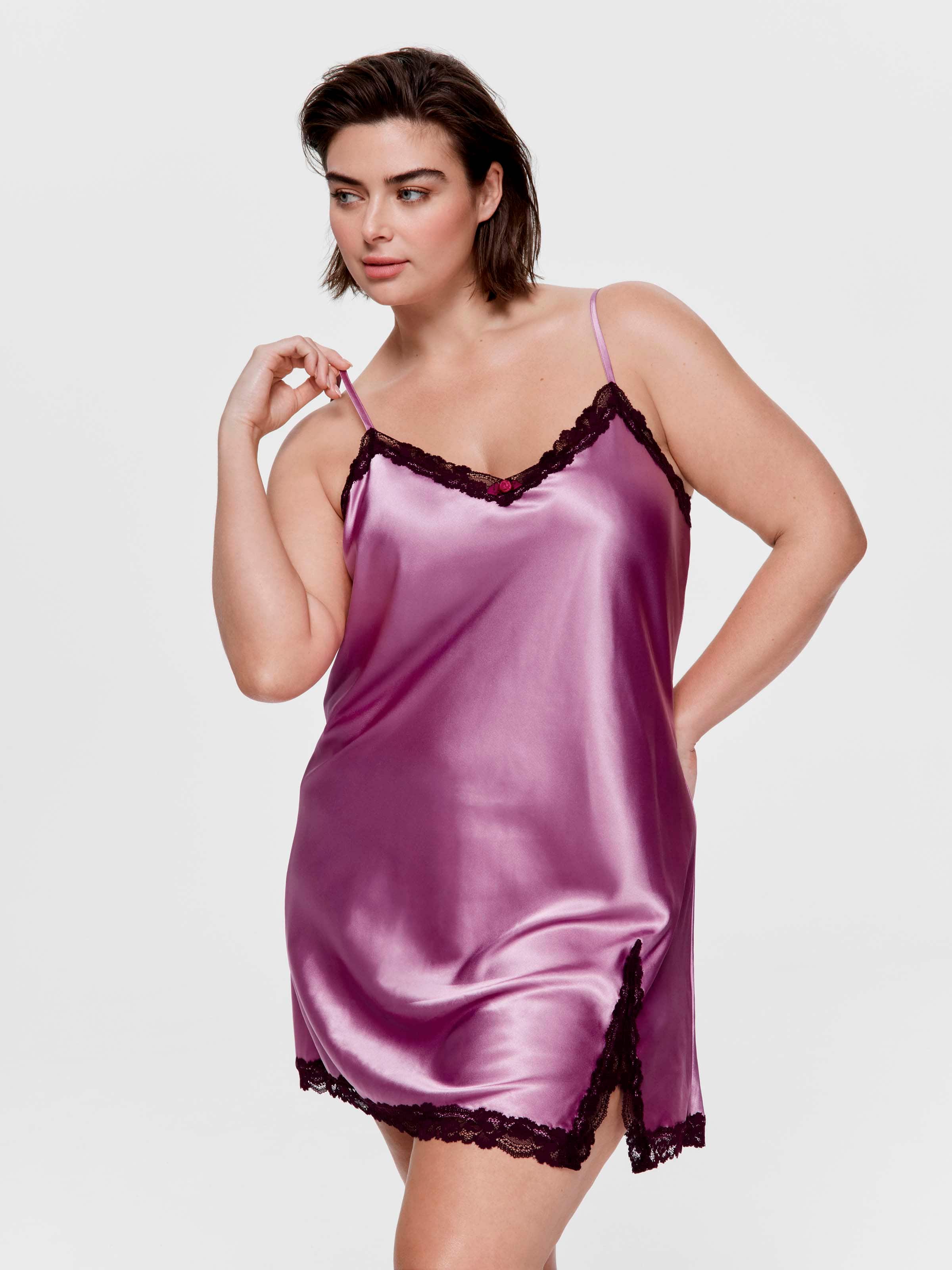 P.A. Plus Pink Satin Lace Fashion Nightie