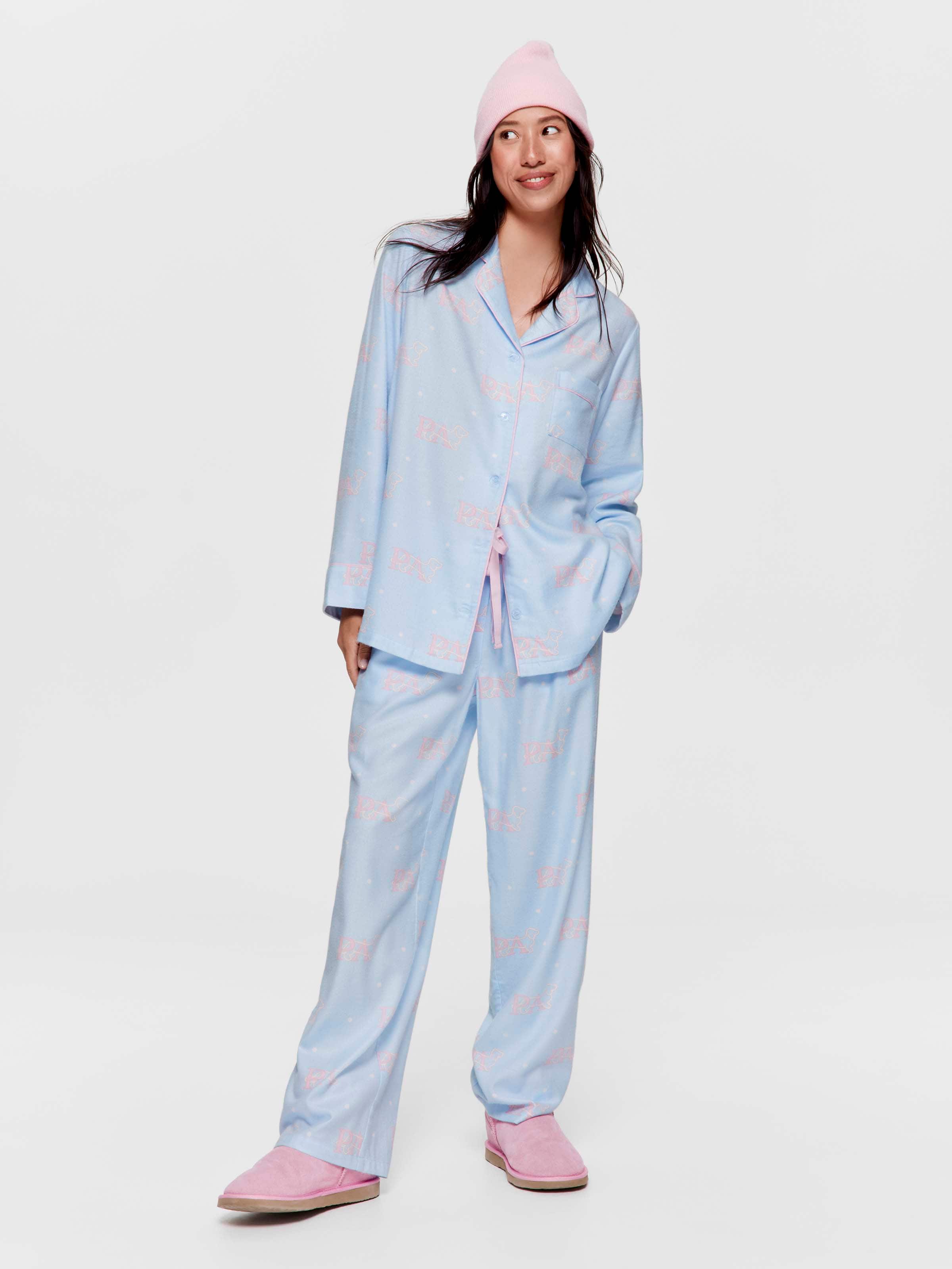 Blue Logo Bamboo Flannelette Classic Pj Set