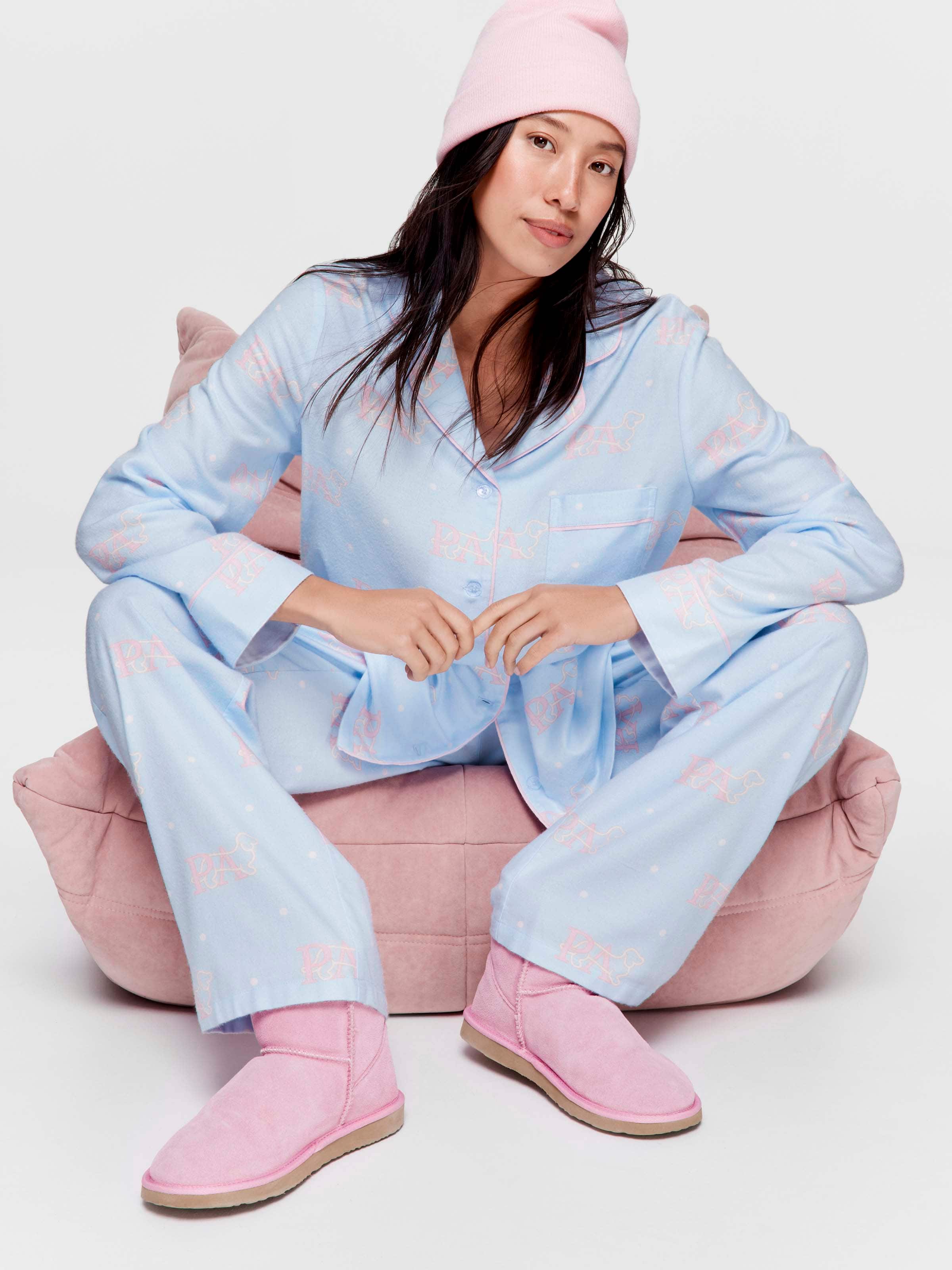 Blue Logo Bamboo Flannelette Classic Pj Set