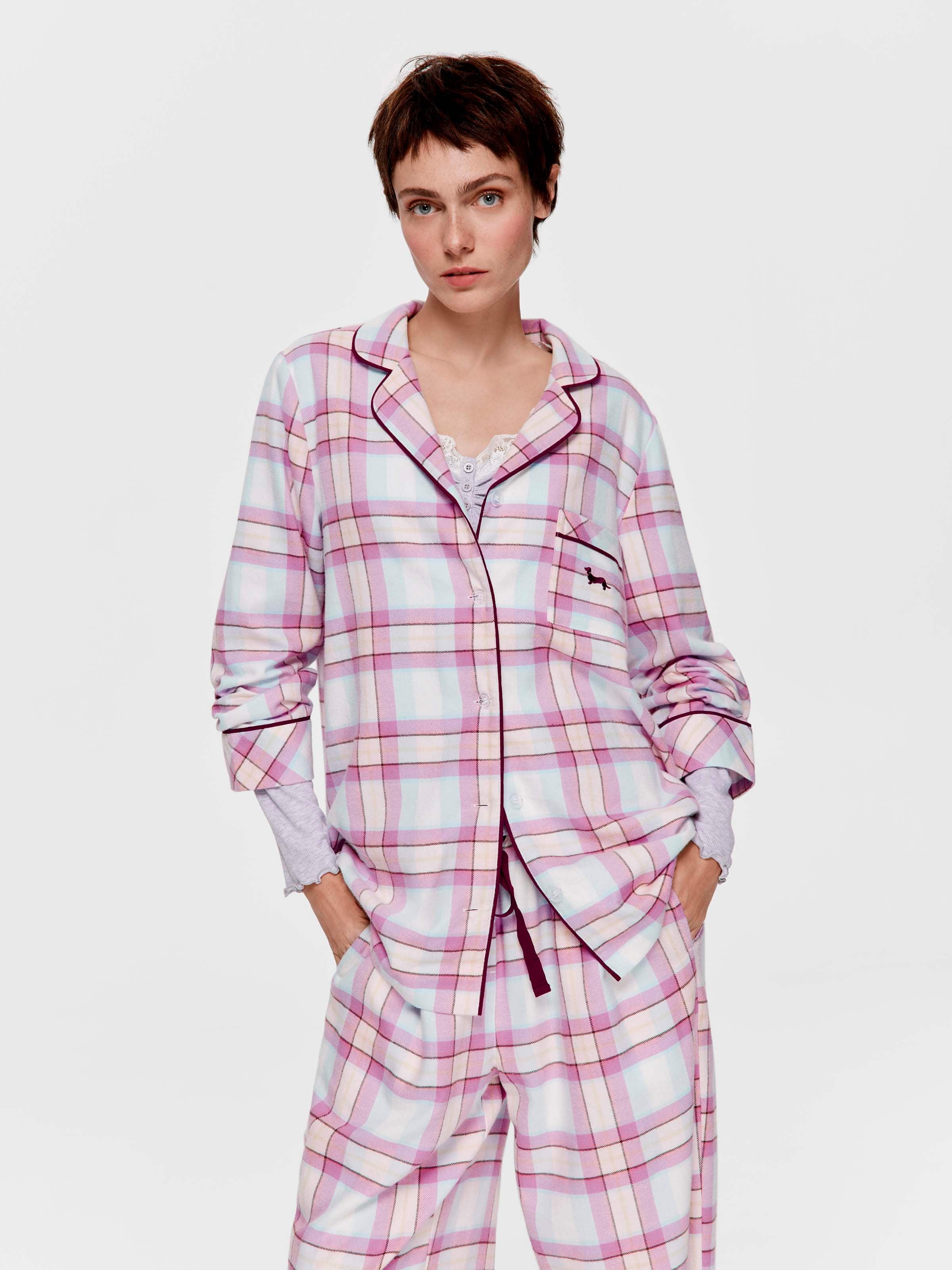 Pretty Check 100% Cotton Flannelette Classic Pj Set