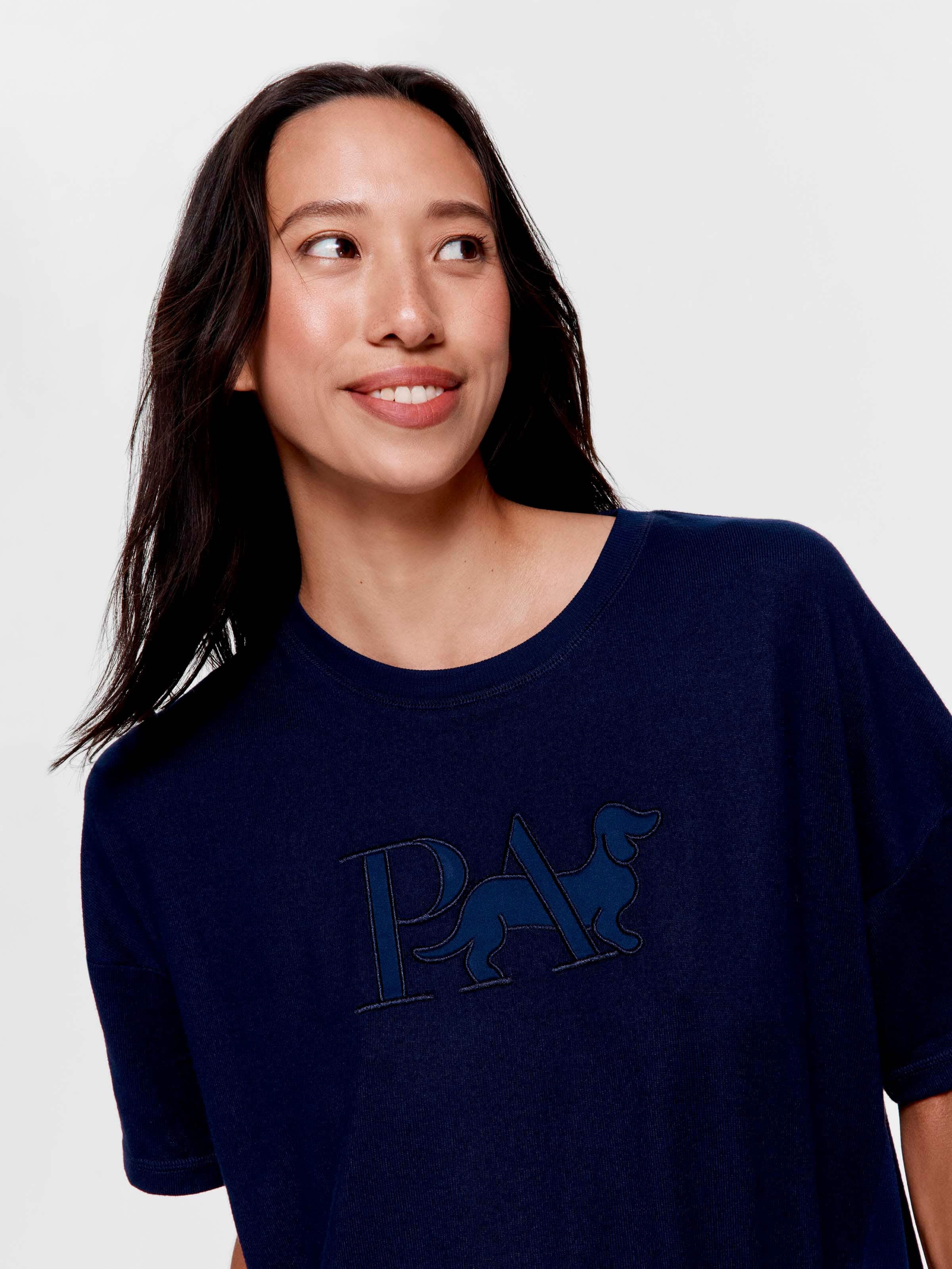 Navy Logo Plush Oversized Tee