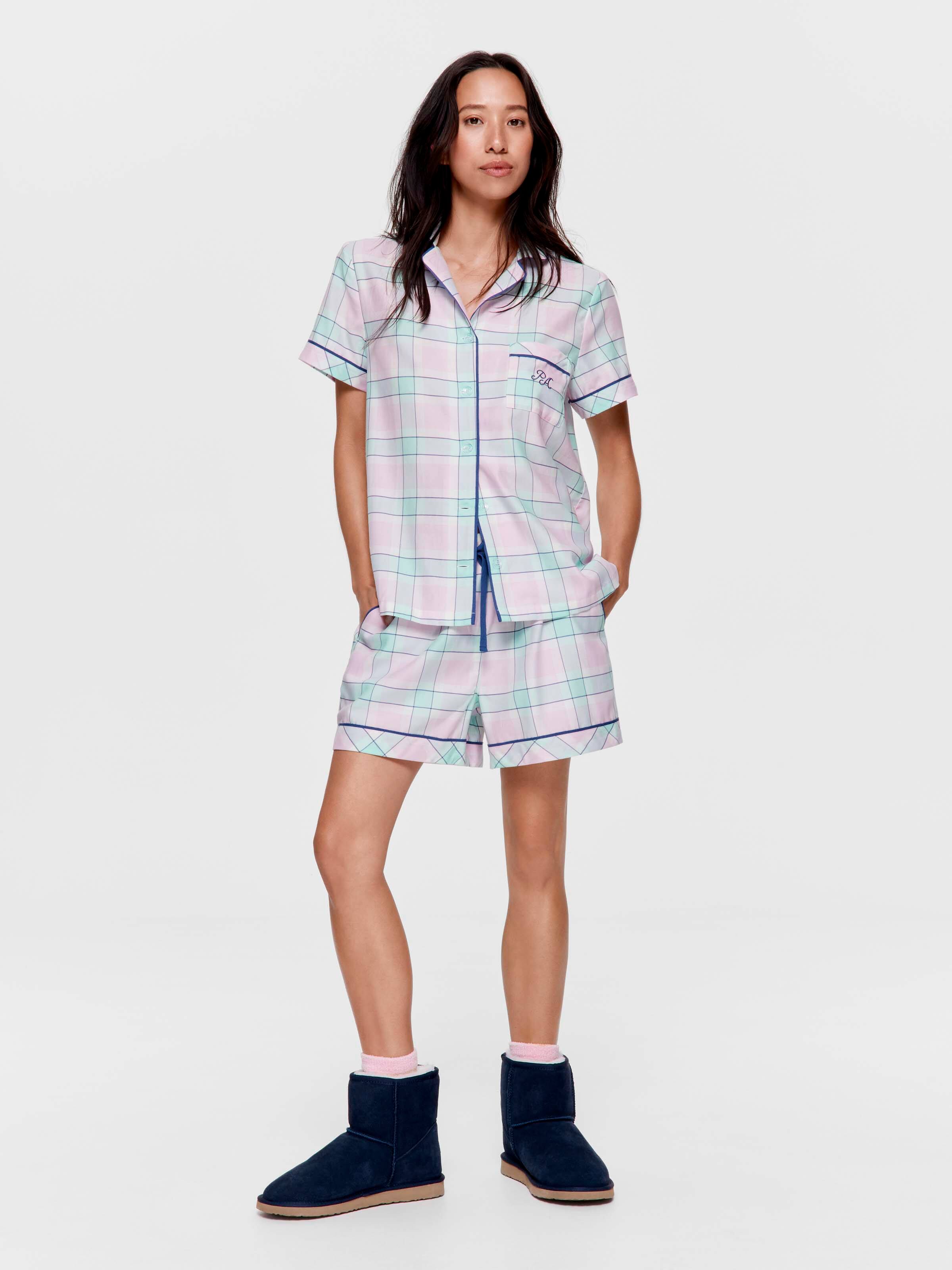 Mint Check 100% Cotton Shortie Pj Set