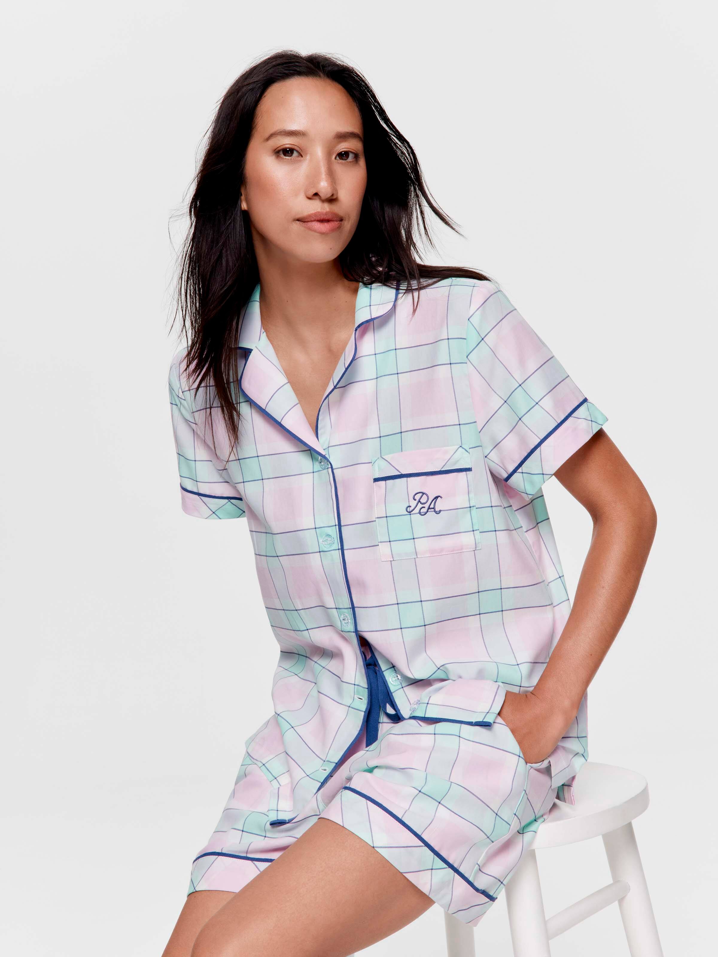 Mint Check 100% Cotton Shortie Pj Set