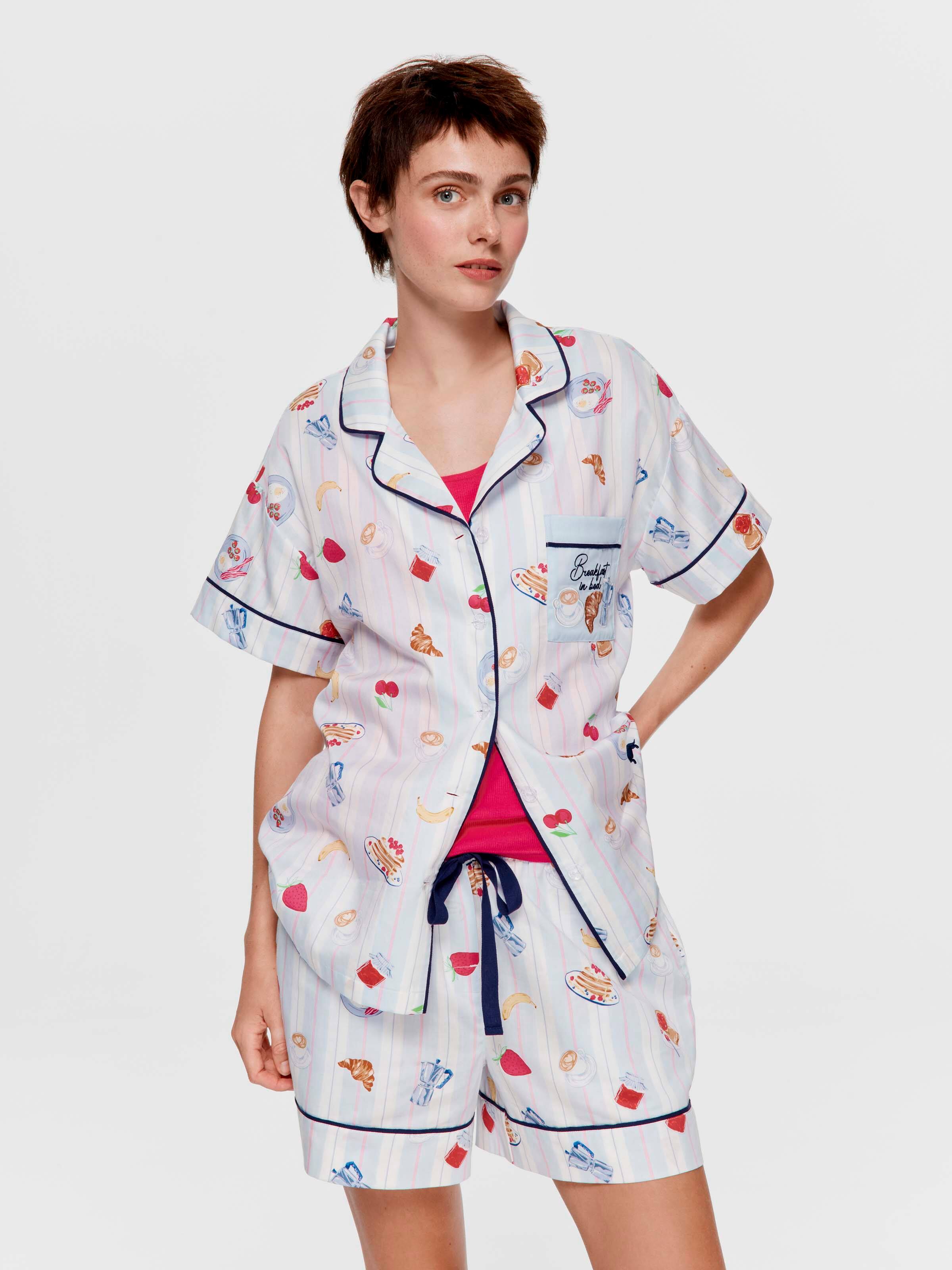 Breakfast In Bed 100% Cotton Shortie Pj Set