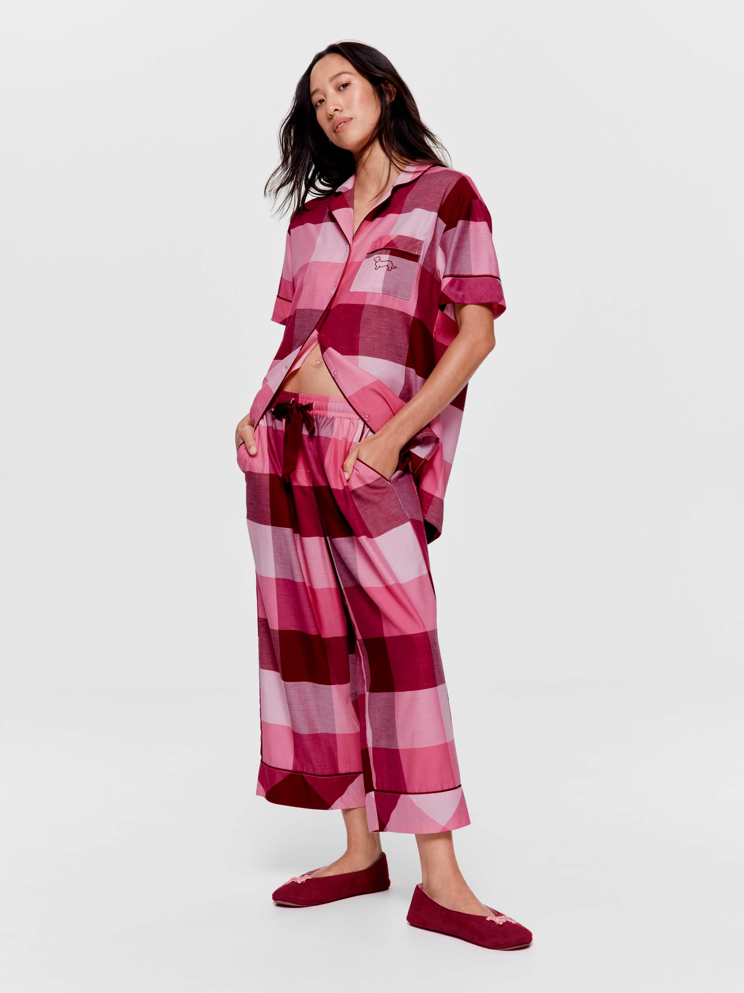 Wine Buffalo Check 100% Cotton Pj Set