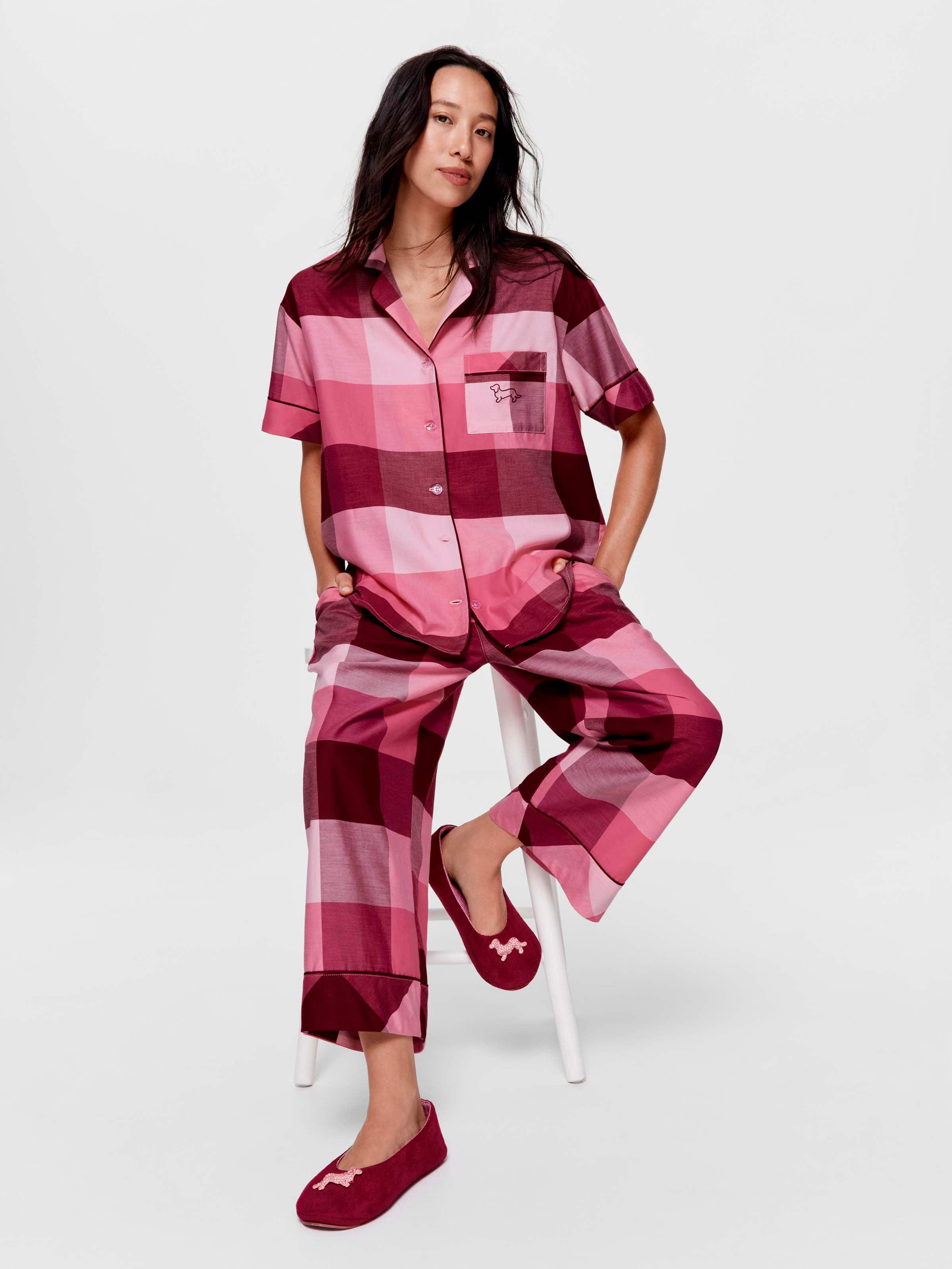Wine Buffalo Check 100% Cotton Pj Set