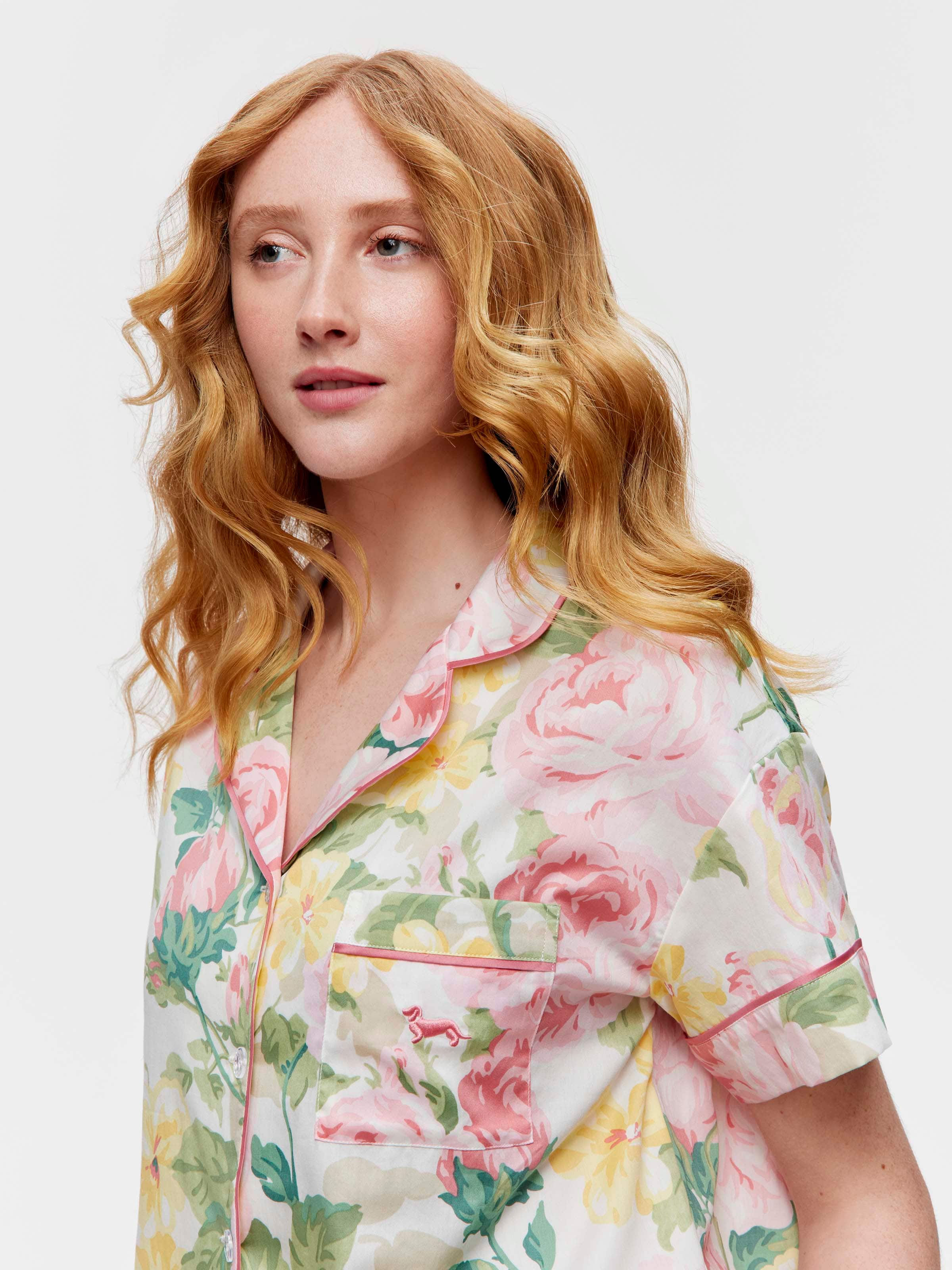 Floral 100% Soft Cotton Short Sleeve & Pant Pj Set