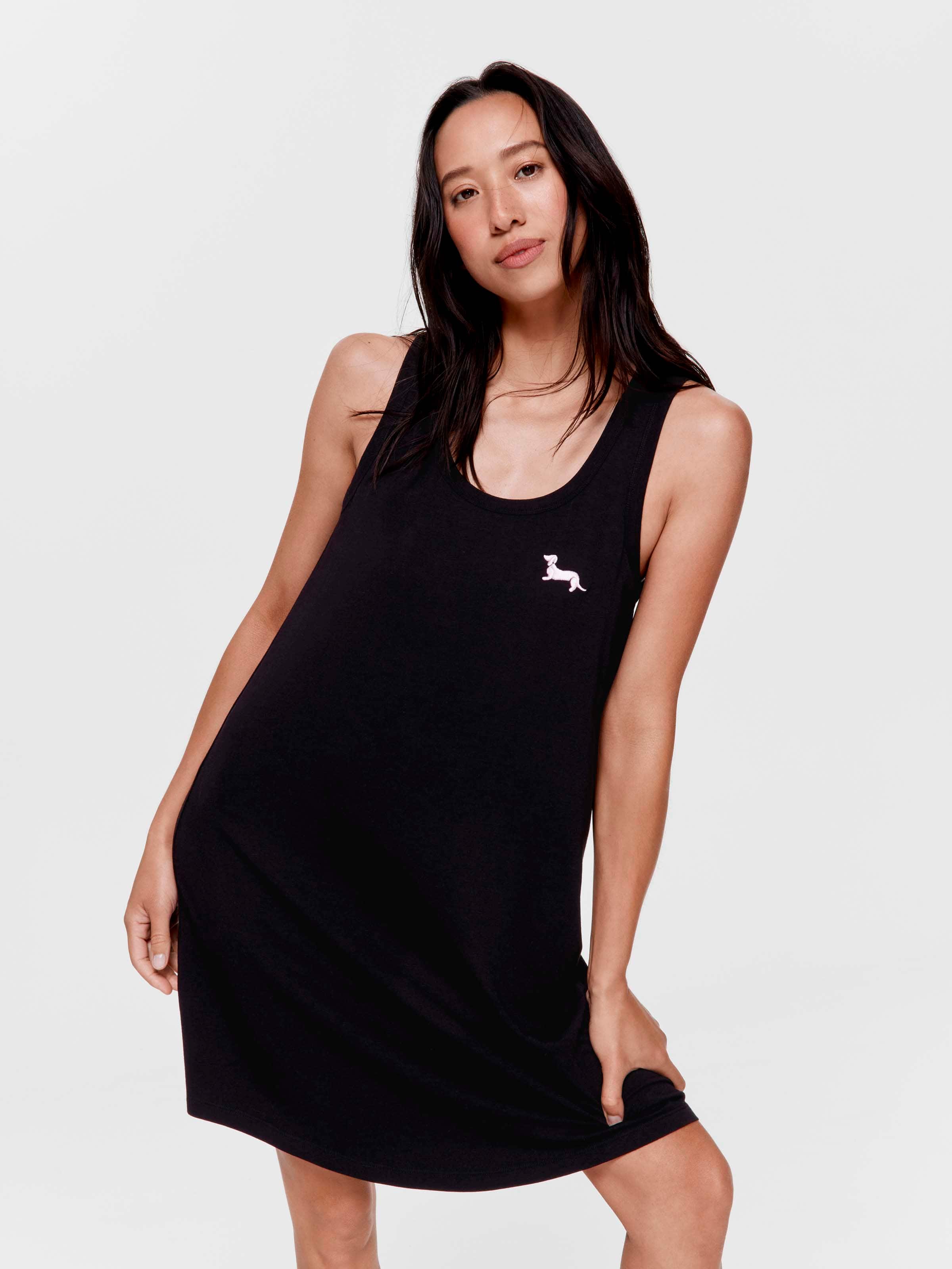 Black Bamboo Knit Tank Nightie