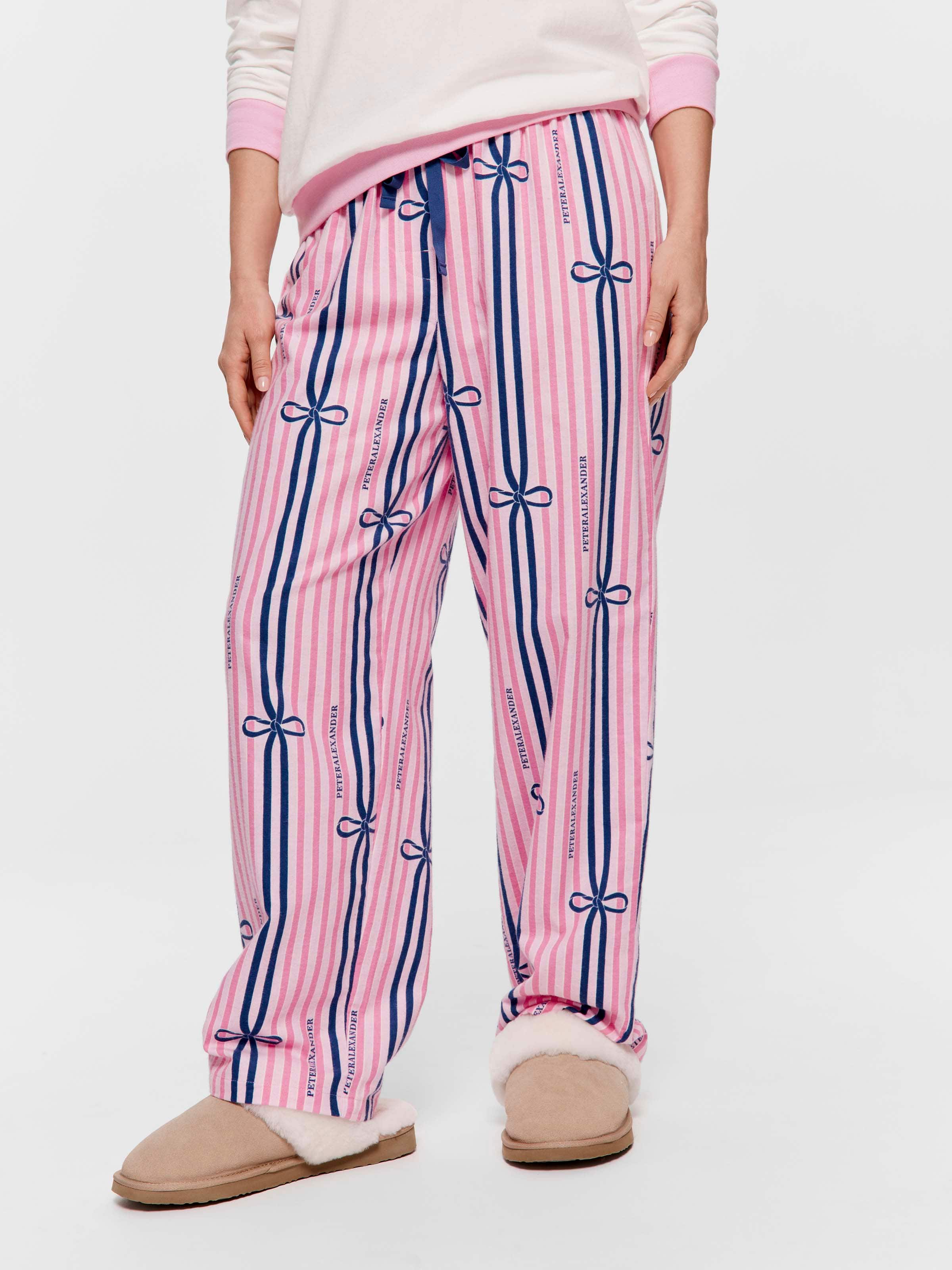 Bow Stripe 100% Cotton Flannelette Classic Pj Pant