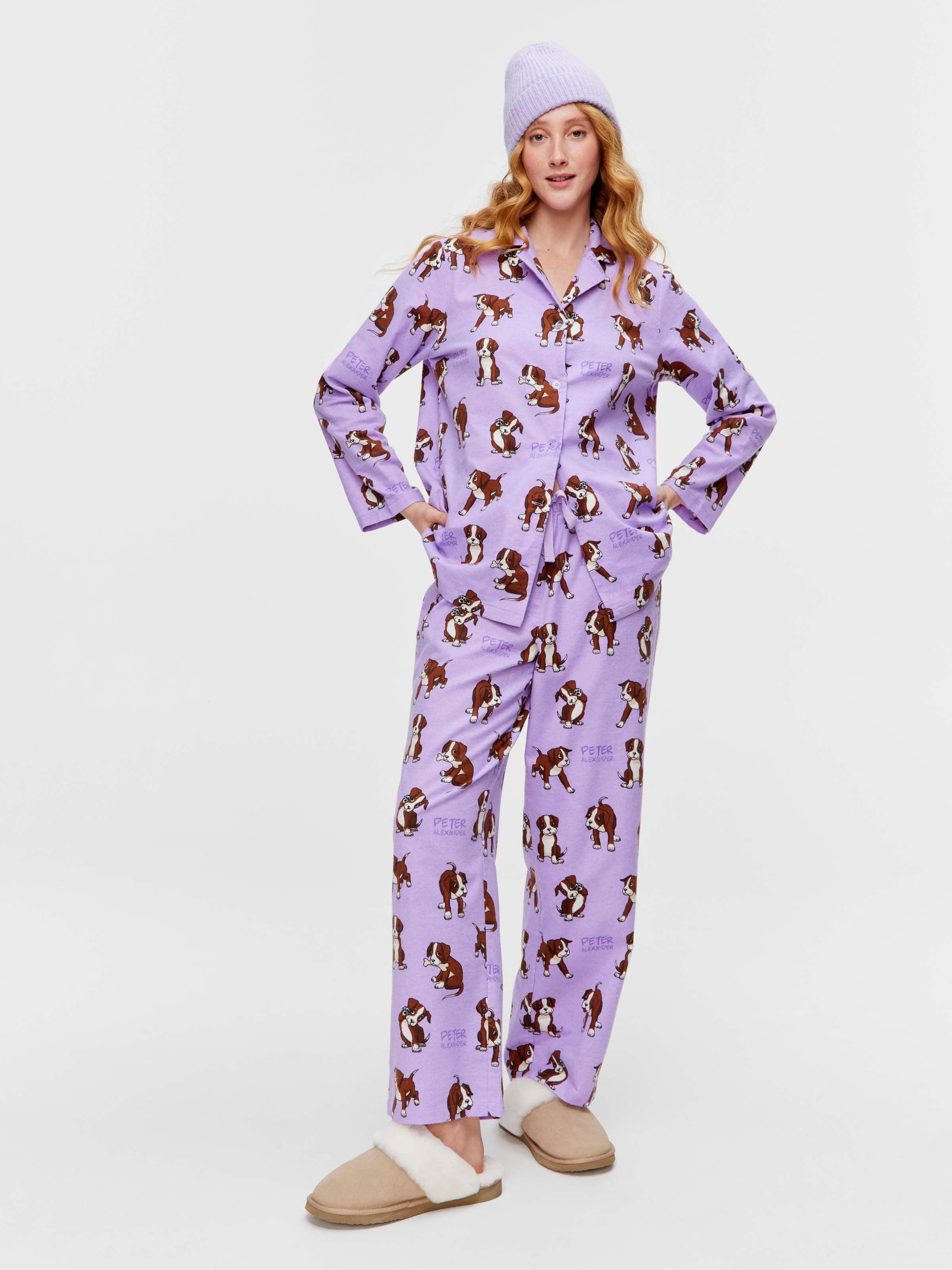 Lilac Boxer Puppy 100% Cotton Flannelette Classic Pj Set