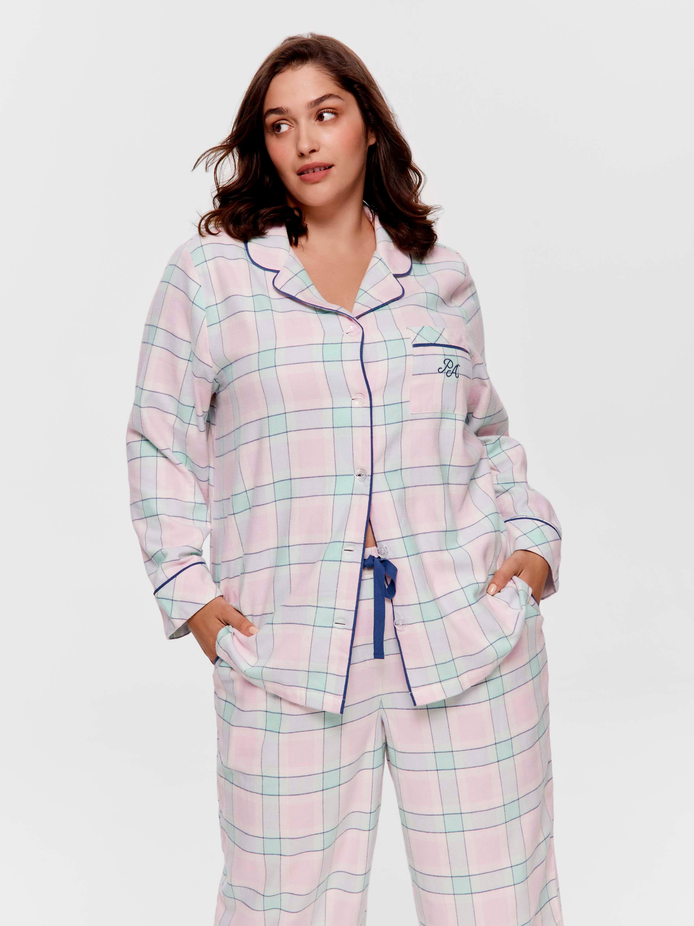 P.A. Plus Mint Check 100% Cotton Flannelette Classic Pj Set