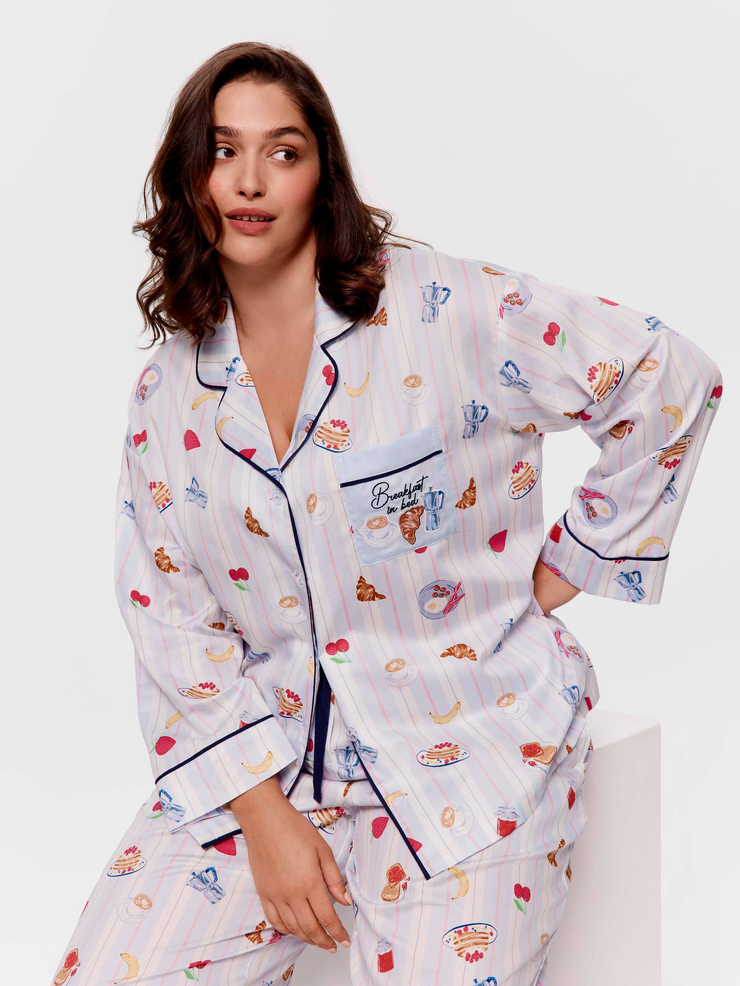 P.A. Plus Breakfast In Bed 100% Cotton Classic Pj Set