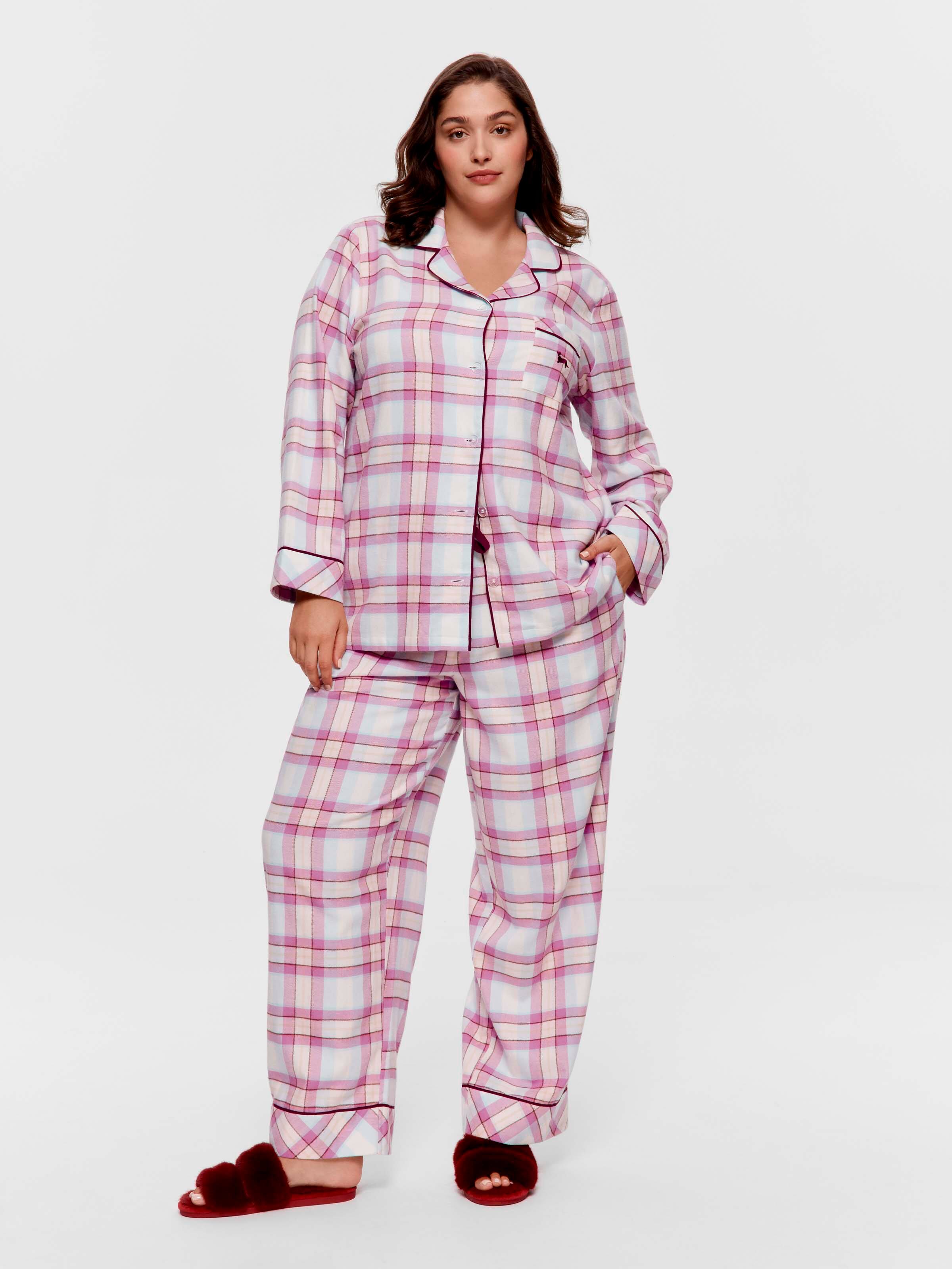 P.A. Plus Pretty Check 100% Cotton Flannelette Classic Pj Set