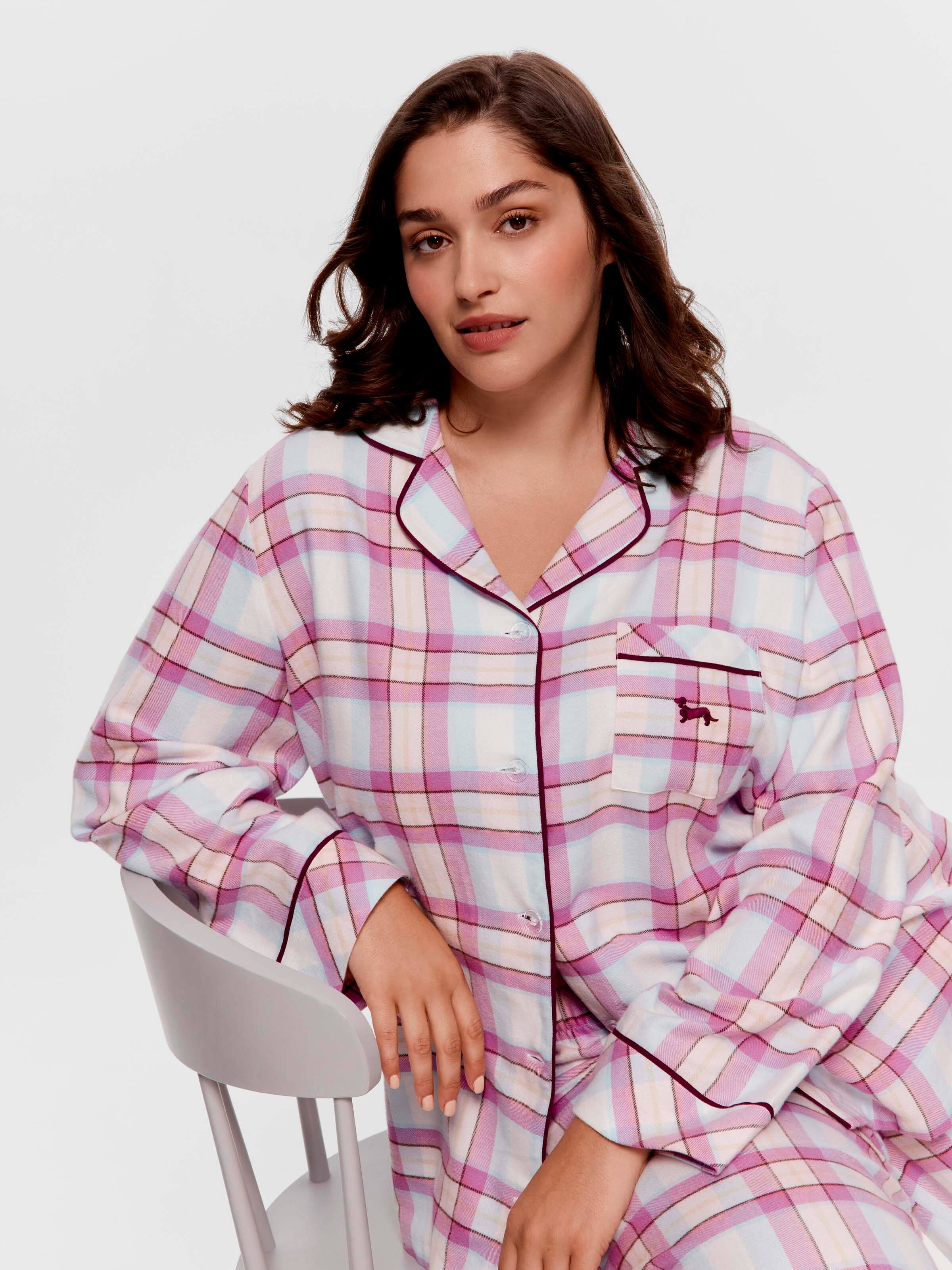 P.A. Plus Pretty Check 100% Cotton Flannelette Classic Pj Set