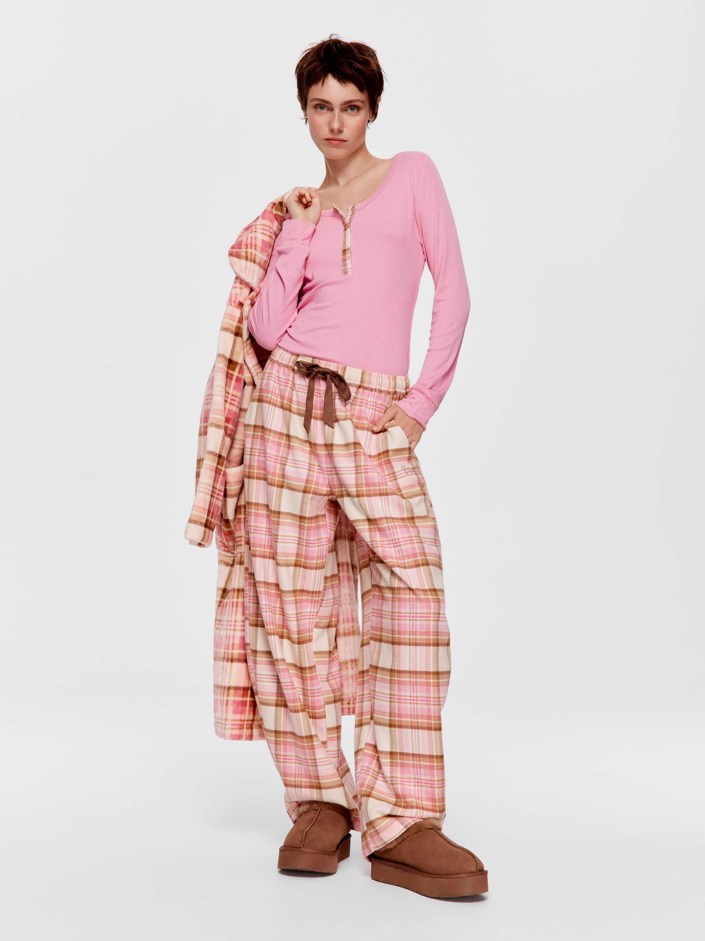 Check 100% Cotton Flannelette Barrel Leg Pj Pant