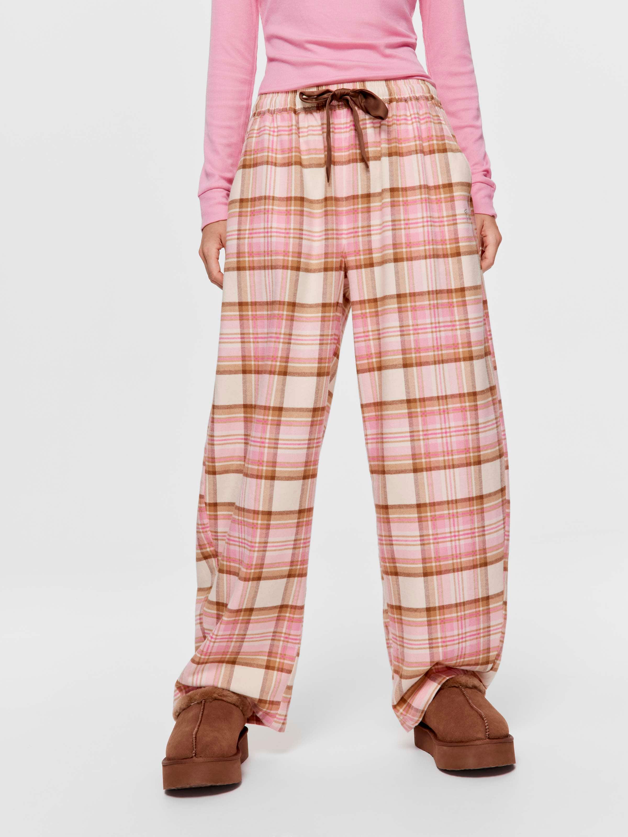 Check 100% Cotton Flannelette Barrel Leg Pj Pant