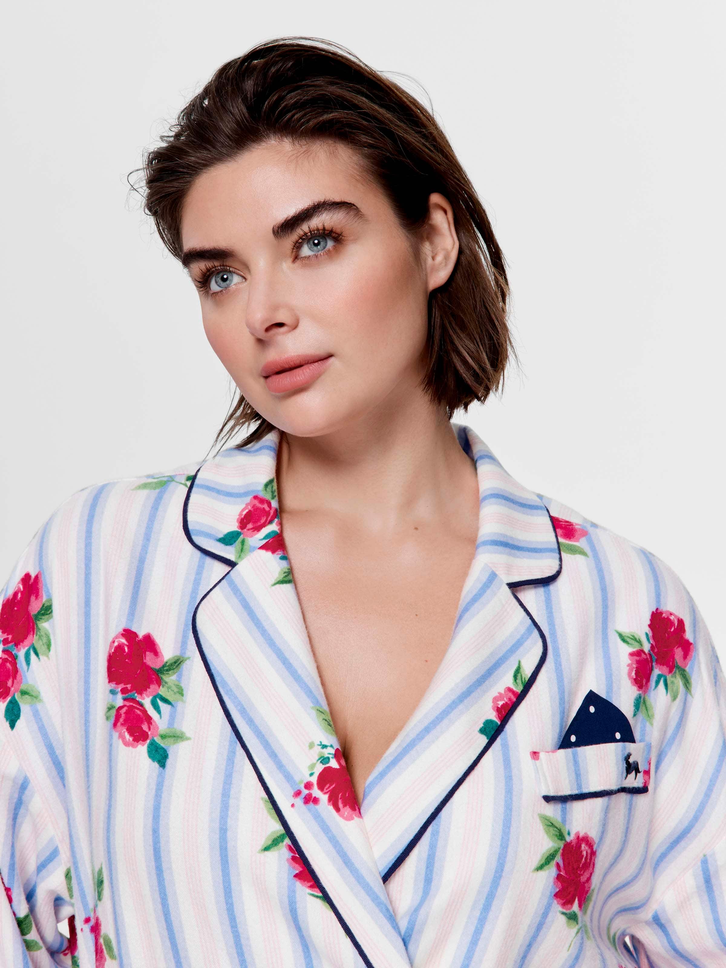 P.A. Plus Floral Stripe Double Breasted Bamboo Flannelette Shirt