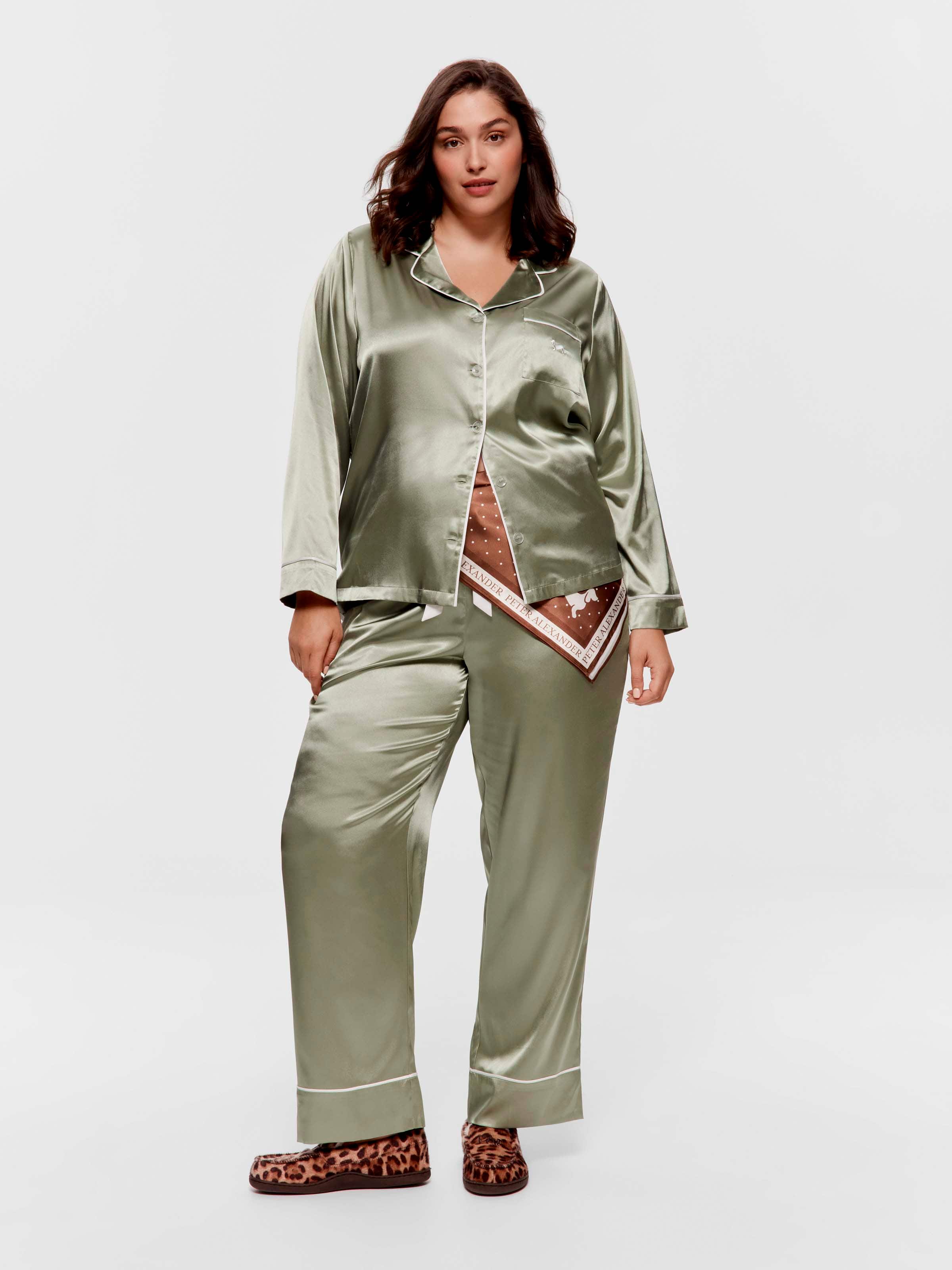 P.A. Plus Sage Chic Satin Long Pj Set