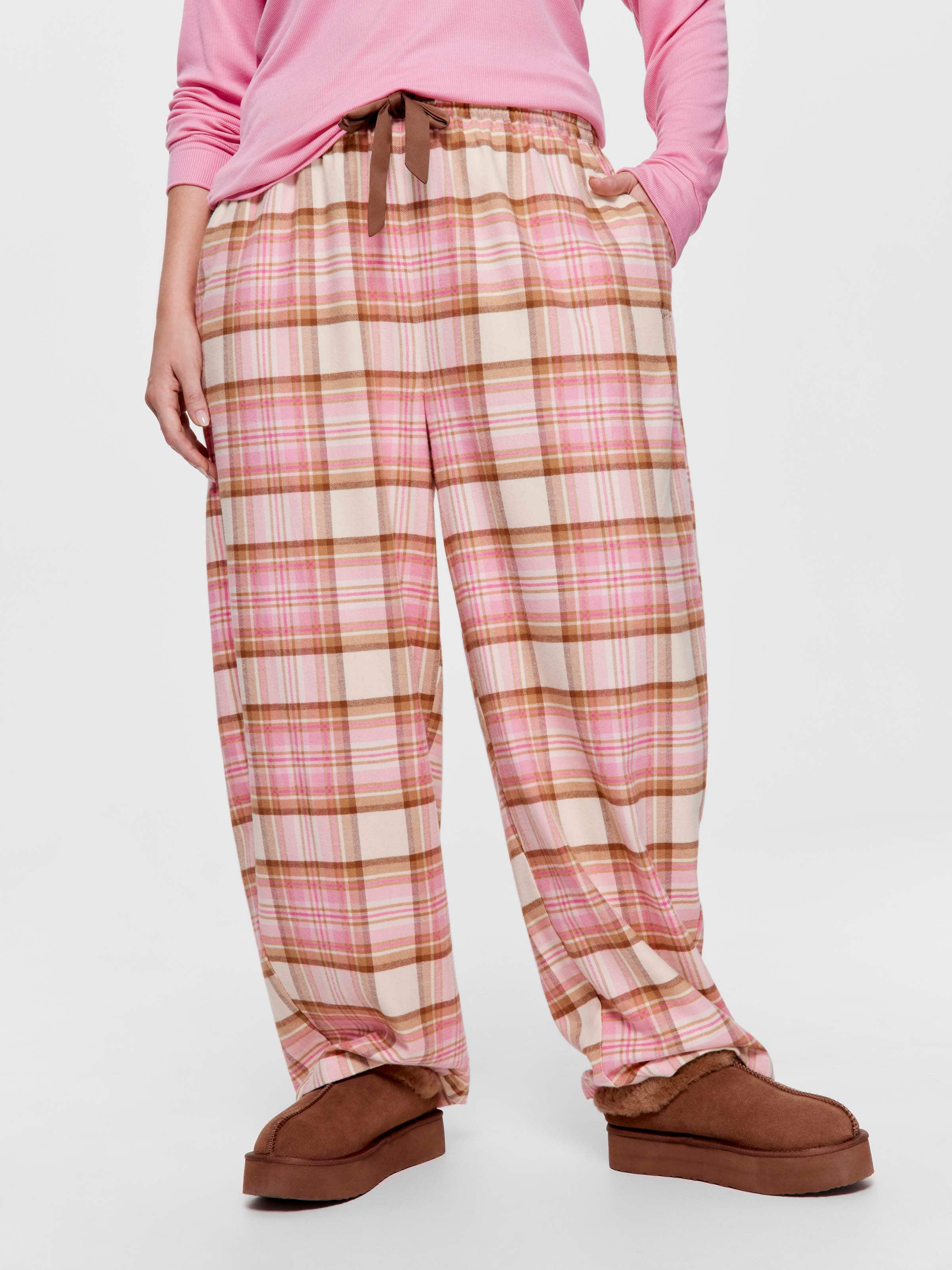 P.A. Plus Check 100% Cotton Flannelette Barrel Leg Pj Pant