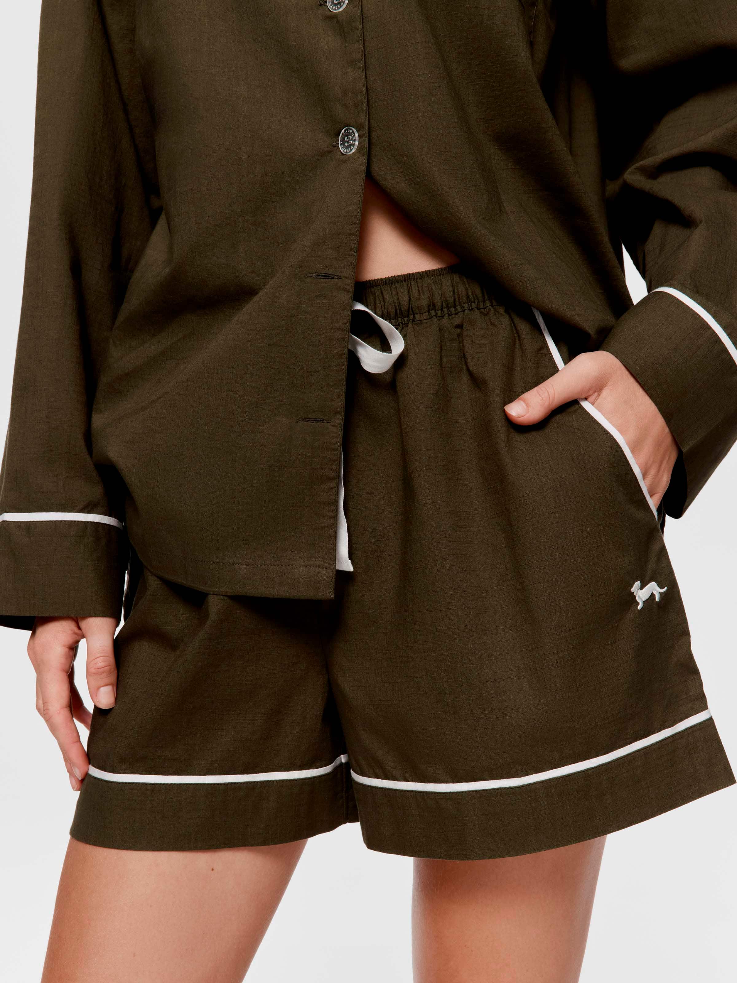 Olive 100% Cotton Mid Short