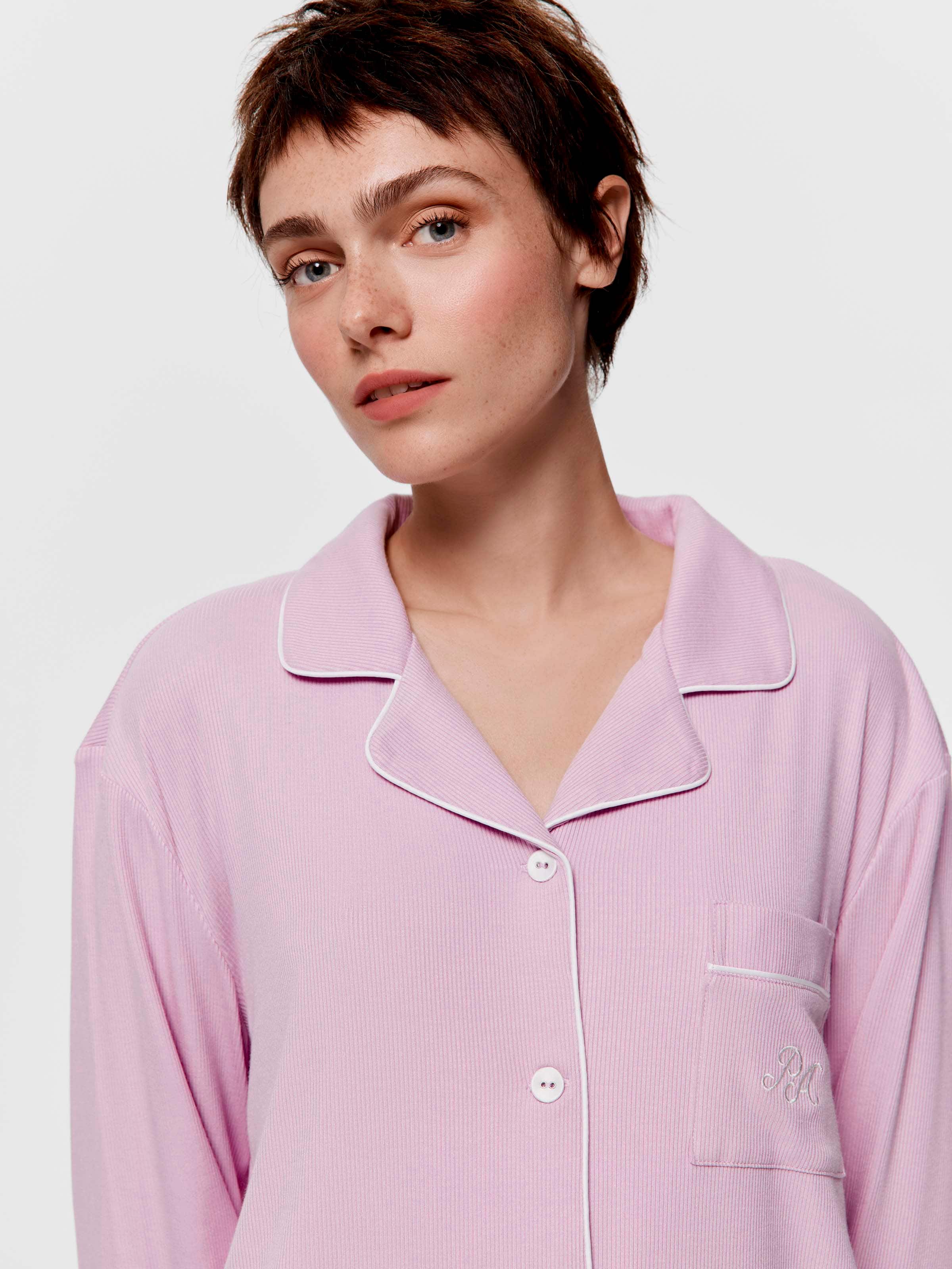 Lilac Bamboo Rib Long Pj Set