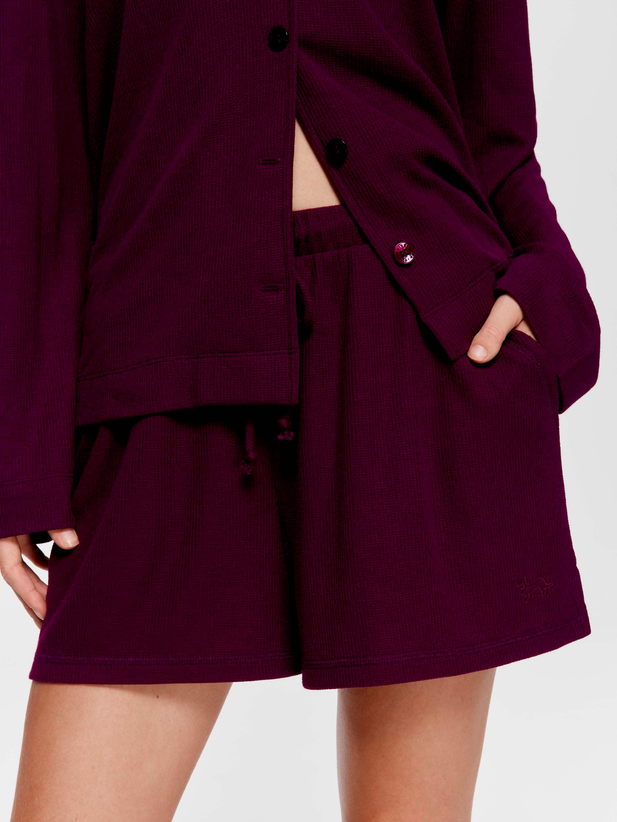 Plum Waffle Mid Short