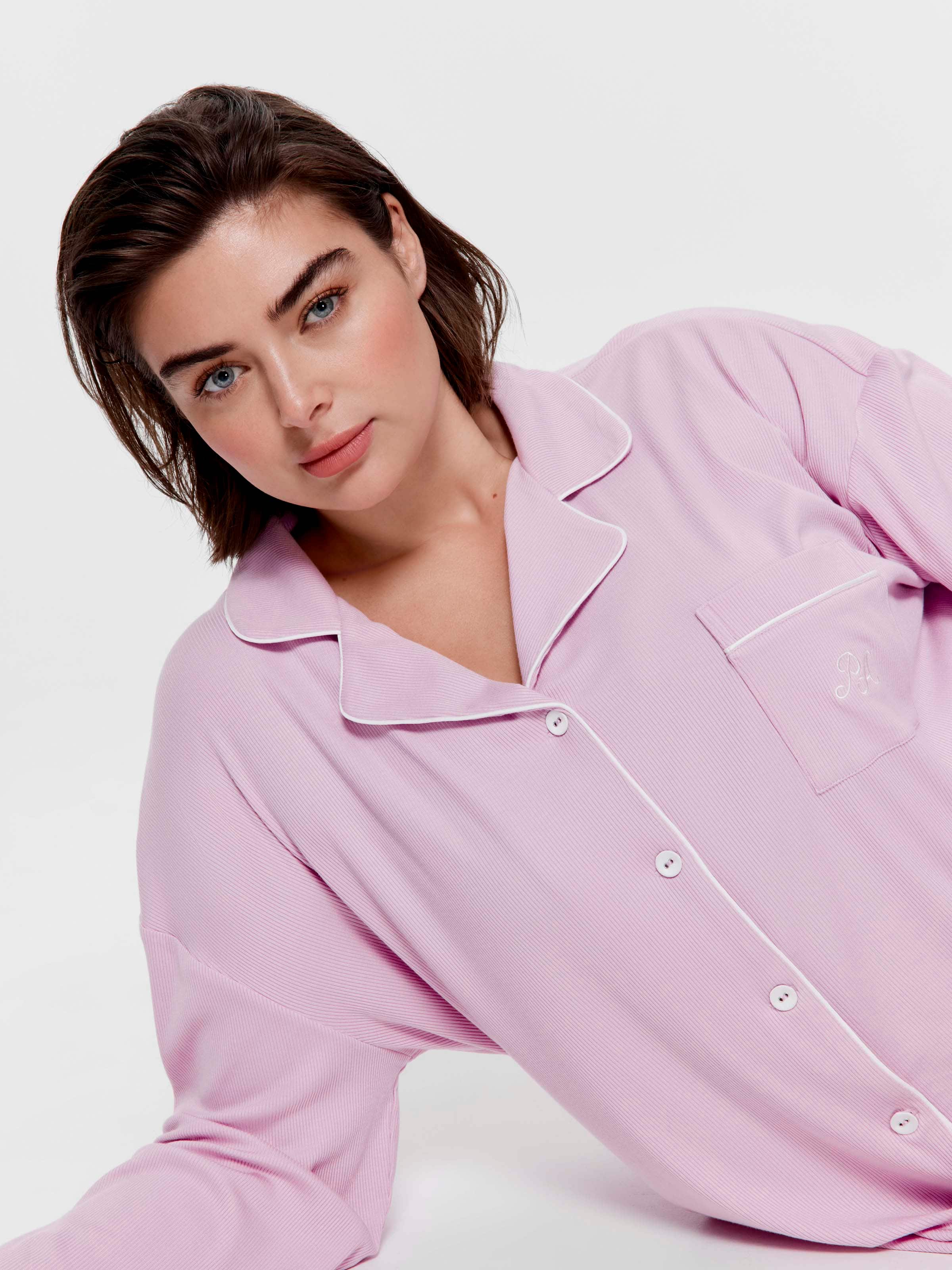 P.A. Plus Lilac Bamboo Rib Long Pj Set