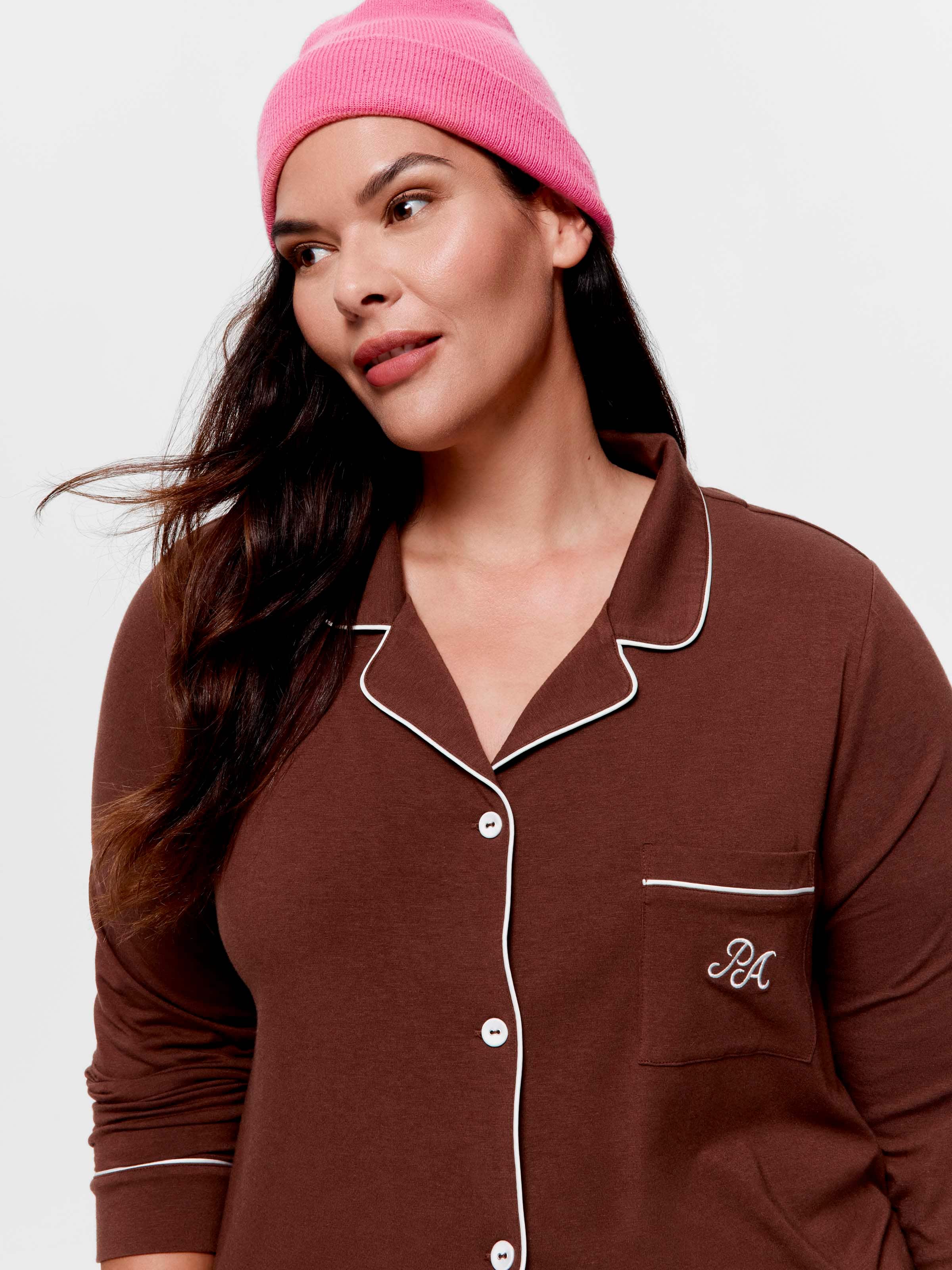 P.A. Plus Milk Chocolate Bamboo Jersey Long Pj Set