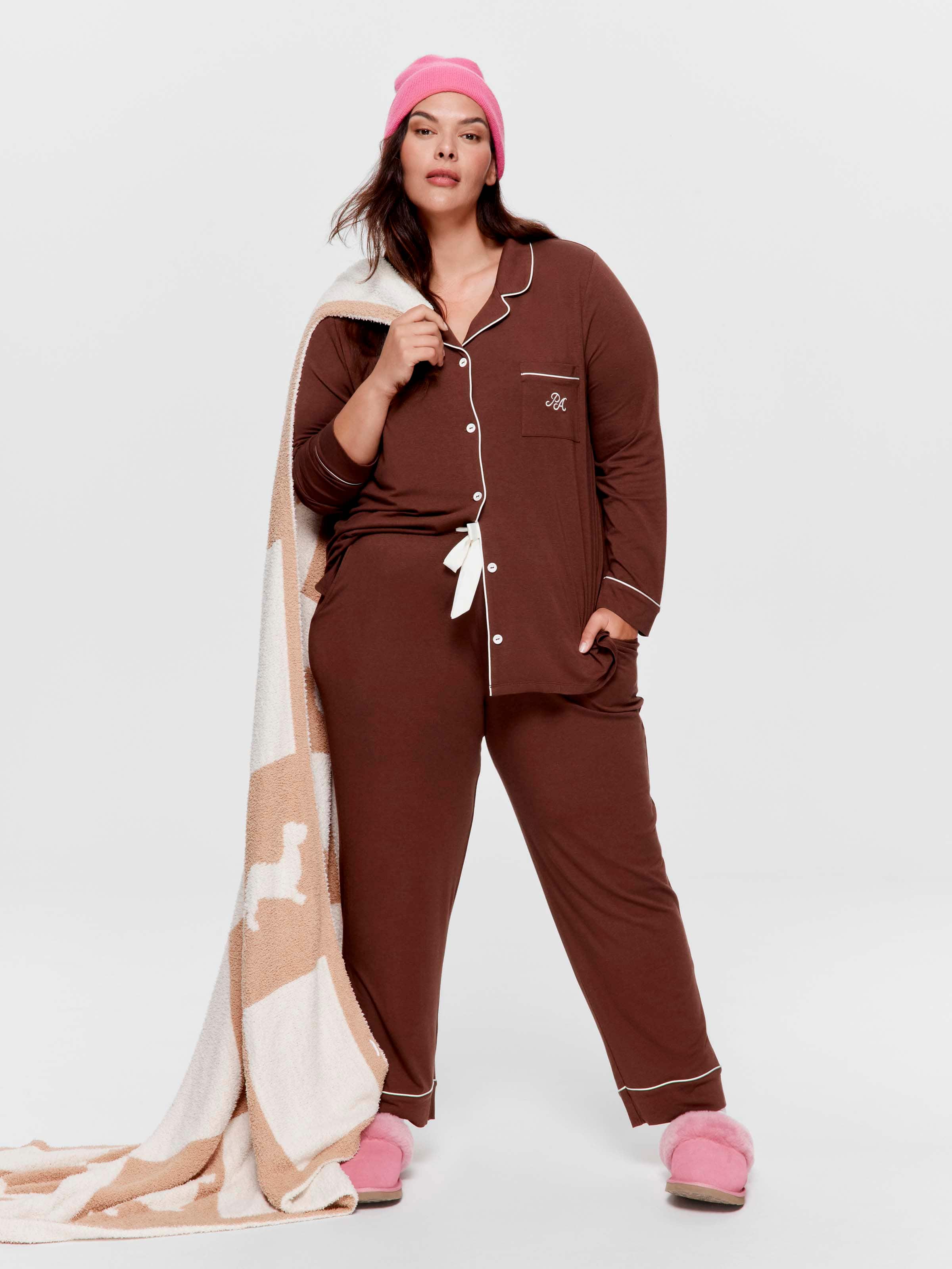 P.A. Plus Milk Chocolate Bamboo Jersey Long Pj Set - Peter