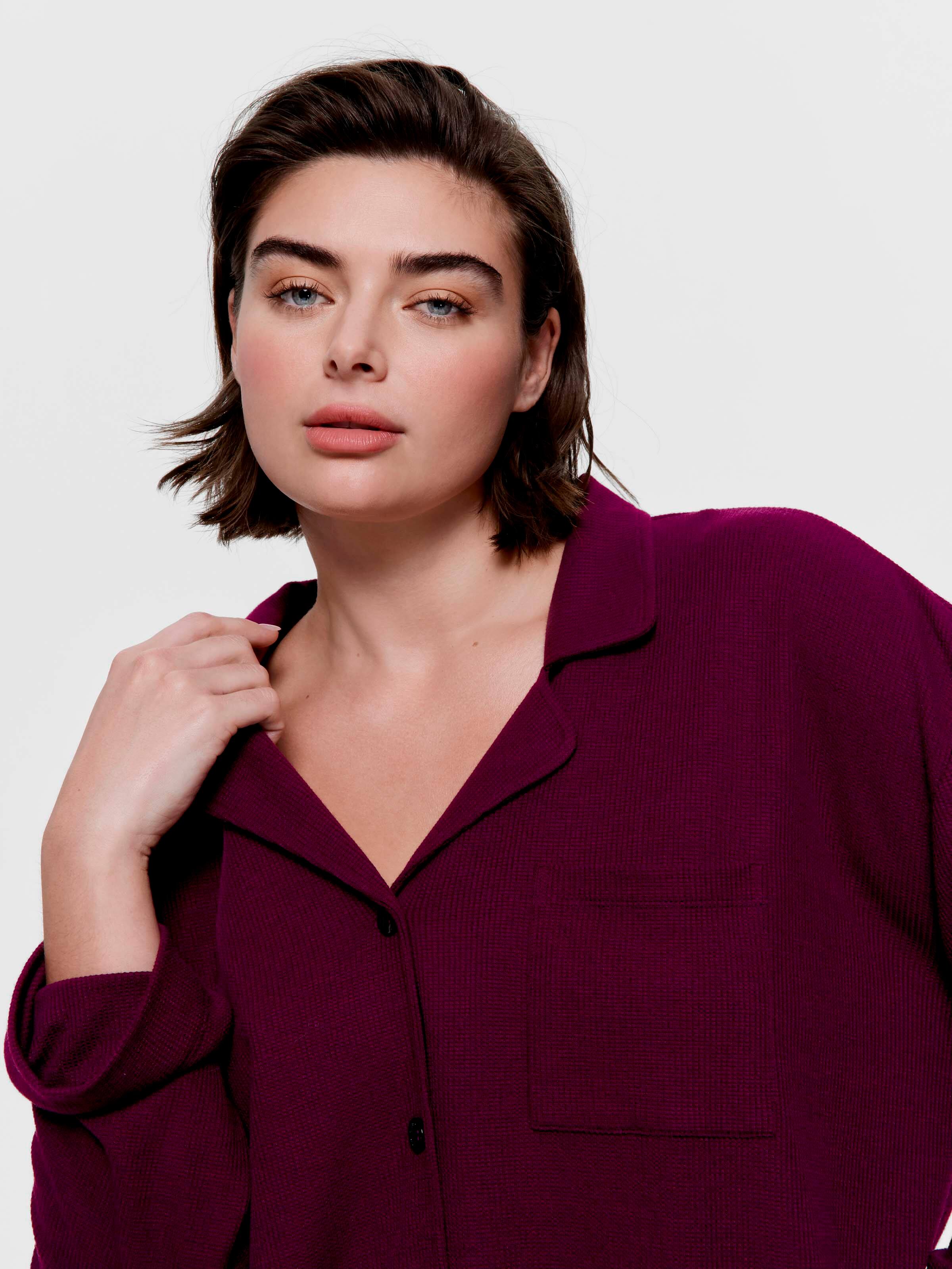 P.A. Plus Plum Waffle Long Sleeve Shirt