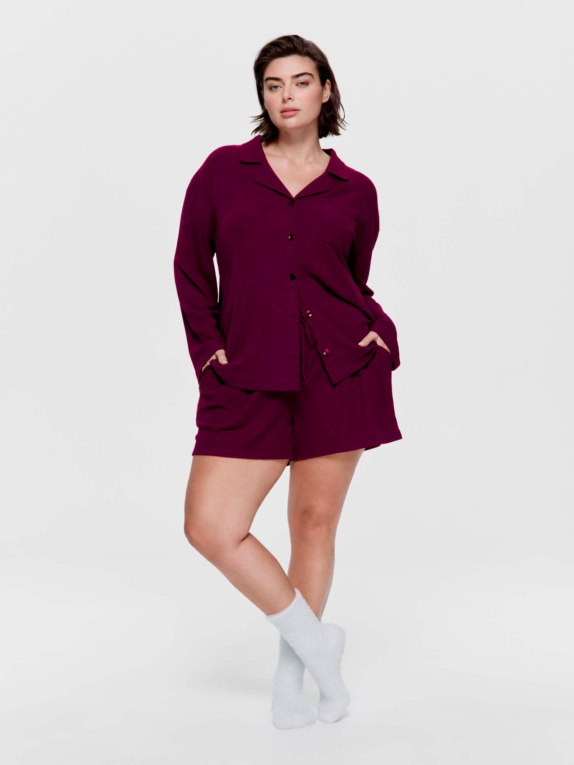 P.A. Plus Plum Waffle Mid Short