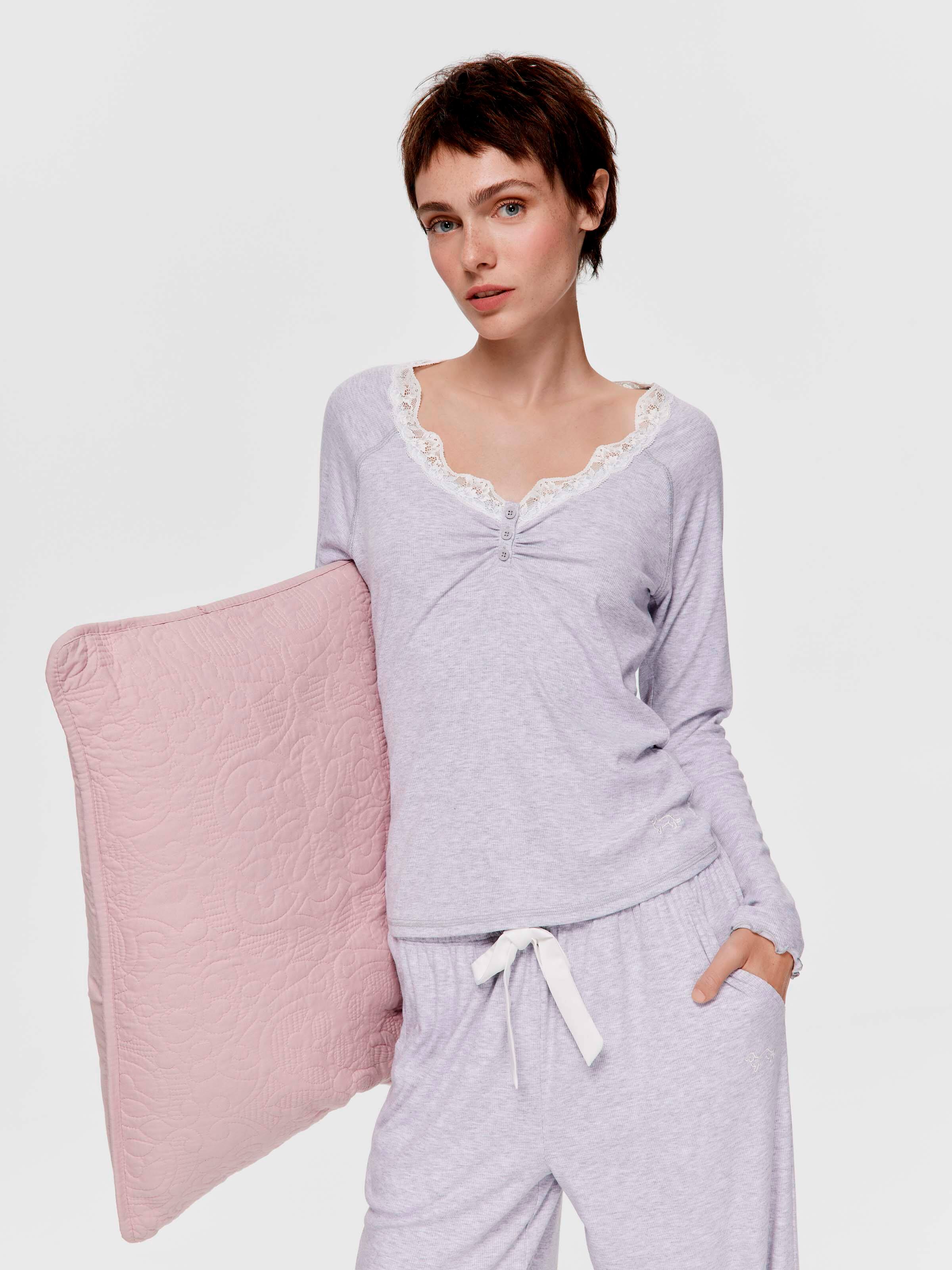 Grey Marle Lace Henley