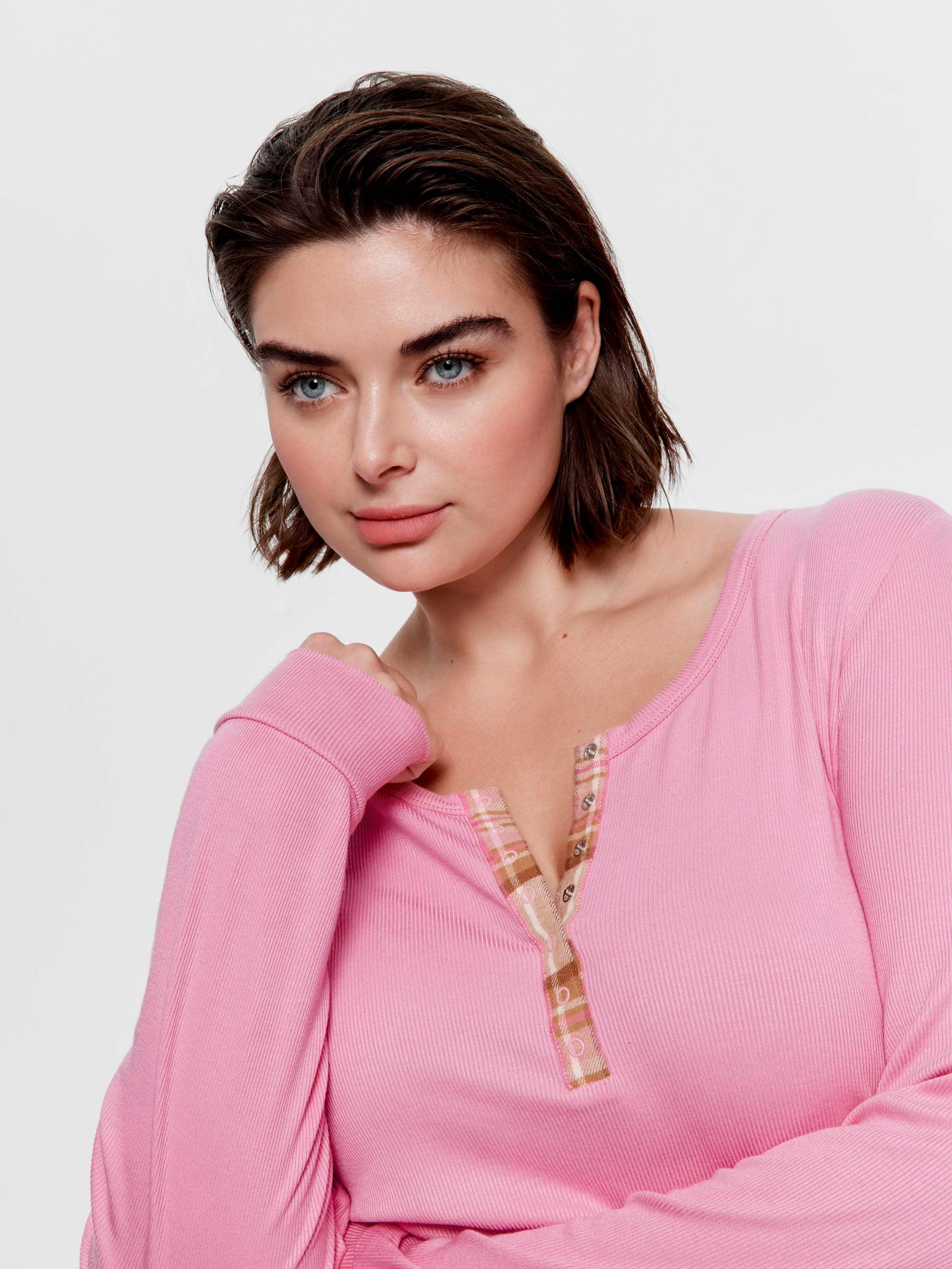 P.A. Plus Bamboo Rib Check Henley